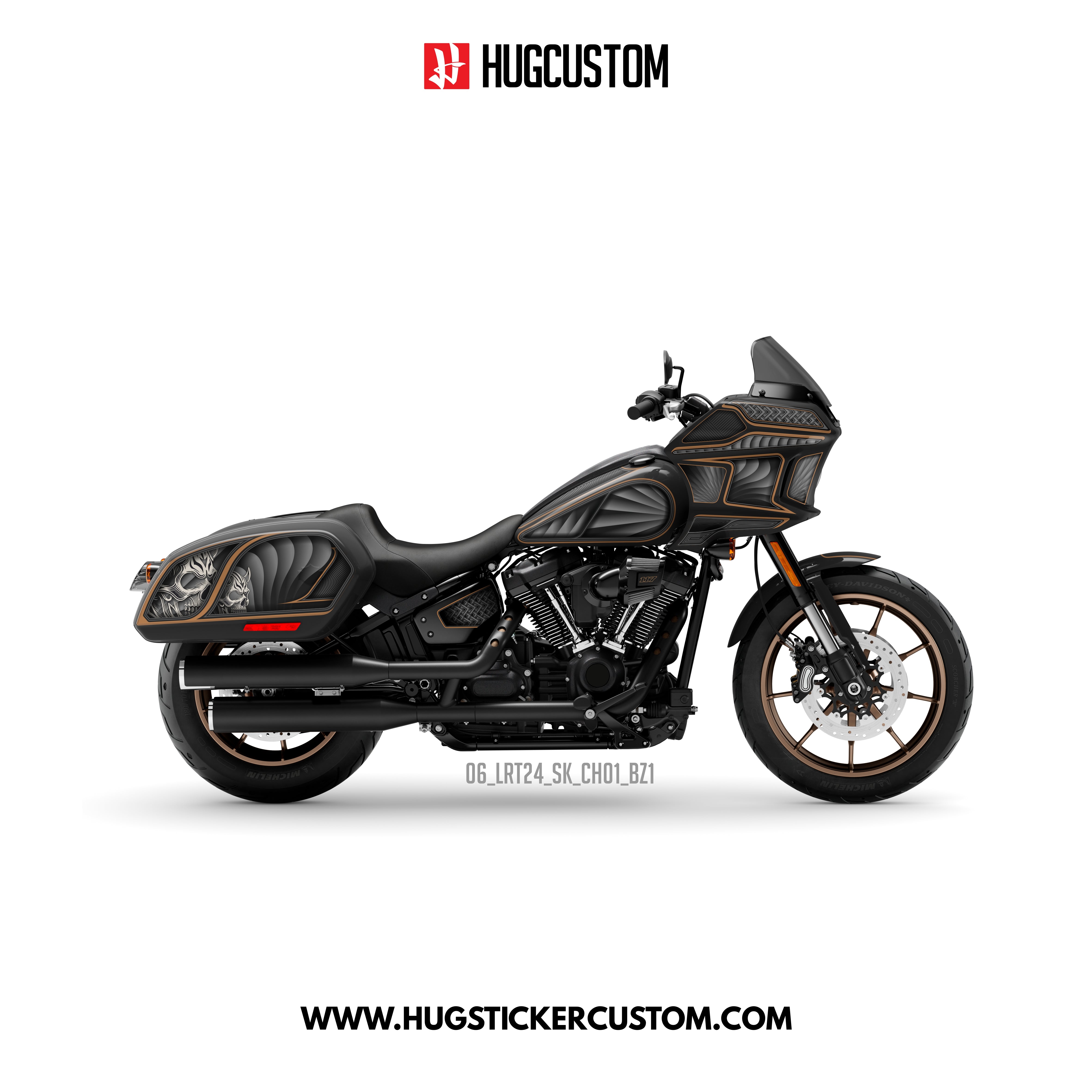 HUGCUSTOM Sticker Kit for Cruiser LRST (FXLRST) (2017-2025) - 'Chicano Style' Design - Bronze - HUGSTICKERCUSTOM
