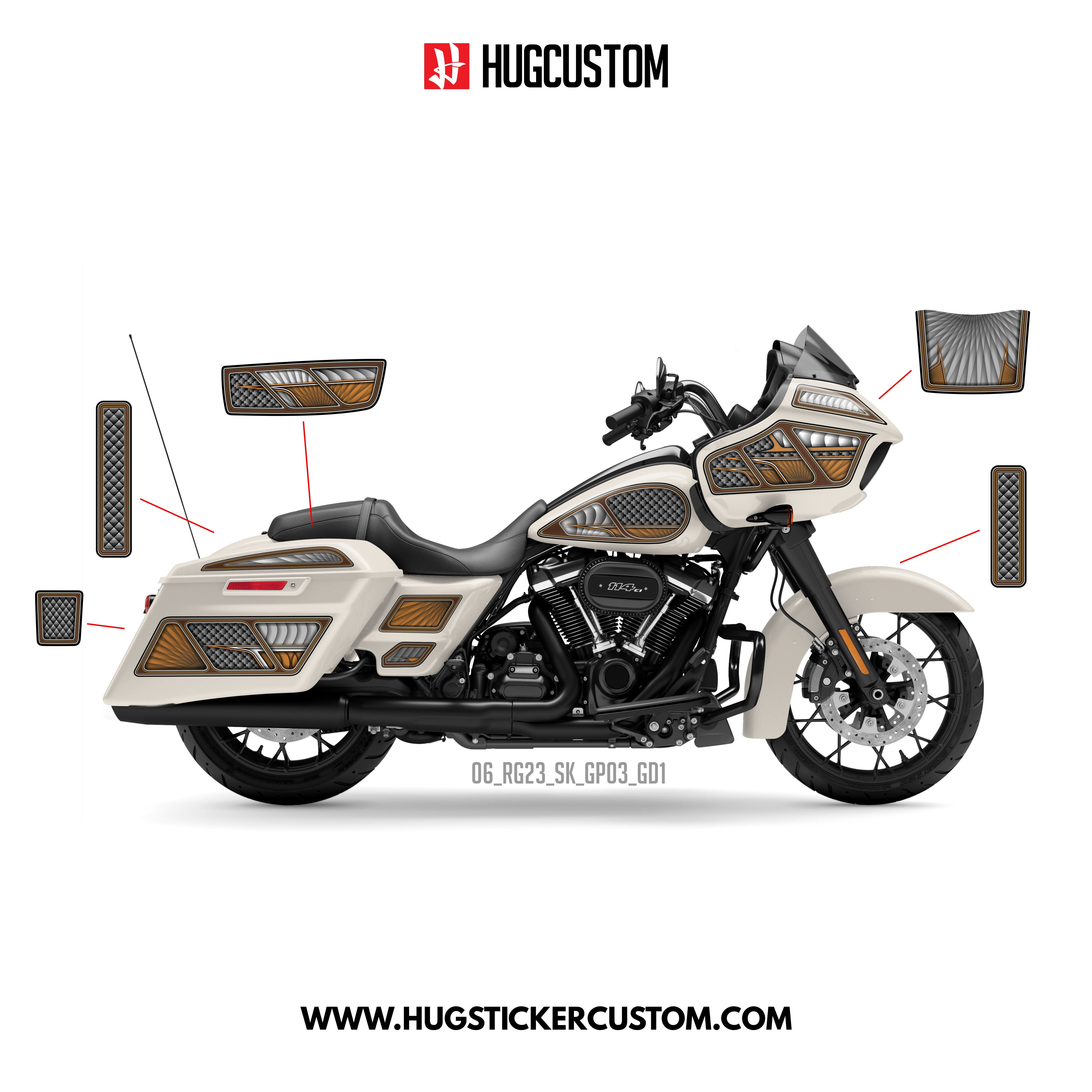 HUGCUSTOM Sticker Kit for Touring RG (FLTRX) (2015-2023) - 'VIP' Design - HUGSTICKERCUSTOM