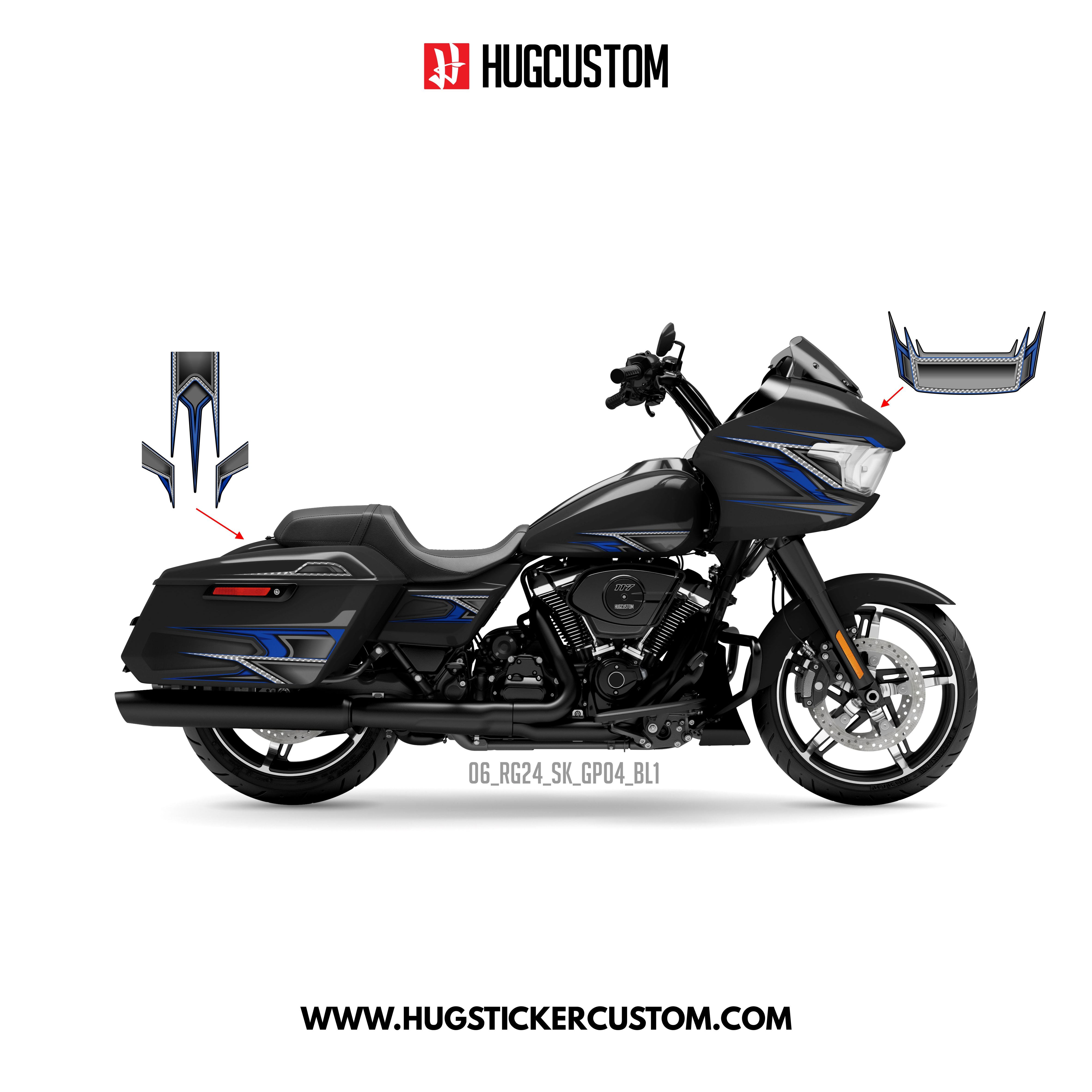 HUGCUSTOM Sticker Kit for Touring RG (FLTRX) (2024-2025) - 'Club Style' Design 3M Premium - HUGSTICKERCUSTOM