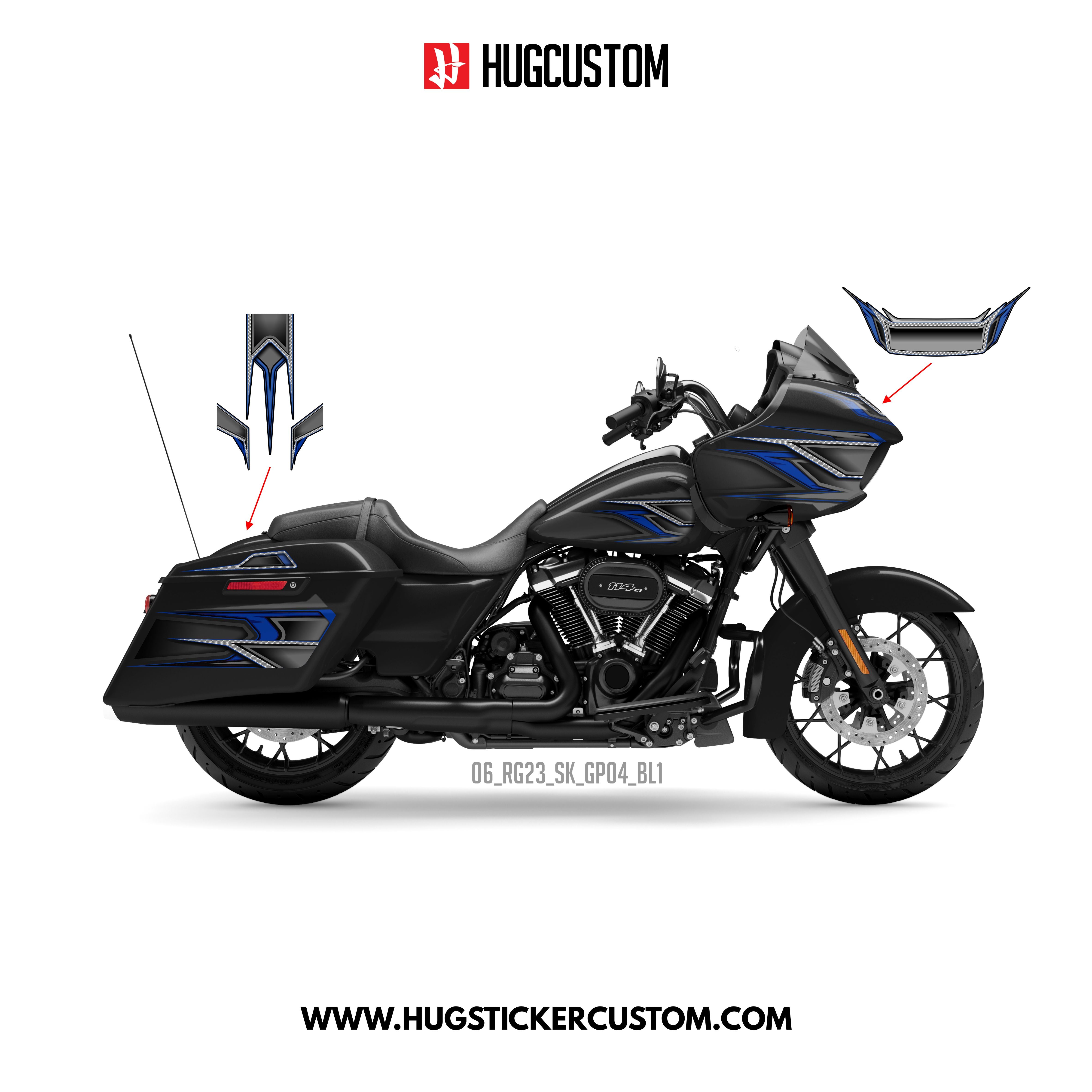 HUGCUSTOM Sticker Kit for Touring RG (FLTRXS/FLTRXST) (2015-2023) - 'Club Style' Design - HUGSTICKERCUSTOM