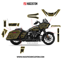 HUGCUSTOM Sticker Kit for Touring RG (FLTRXS/FLTRXST) (2015-2023) - 'HiveX' Design (Full Set) - HUGSTICKERCUSTOM