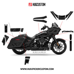 HUGCUSTOM Sticker Kit for Touring RG (FLTRXS/FLTRXST) (2015-2023) - 'HiveX' Design (Full Set) - HUGSTICKERCUSTOM