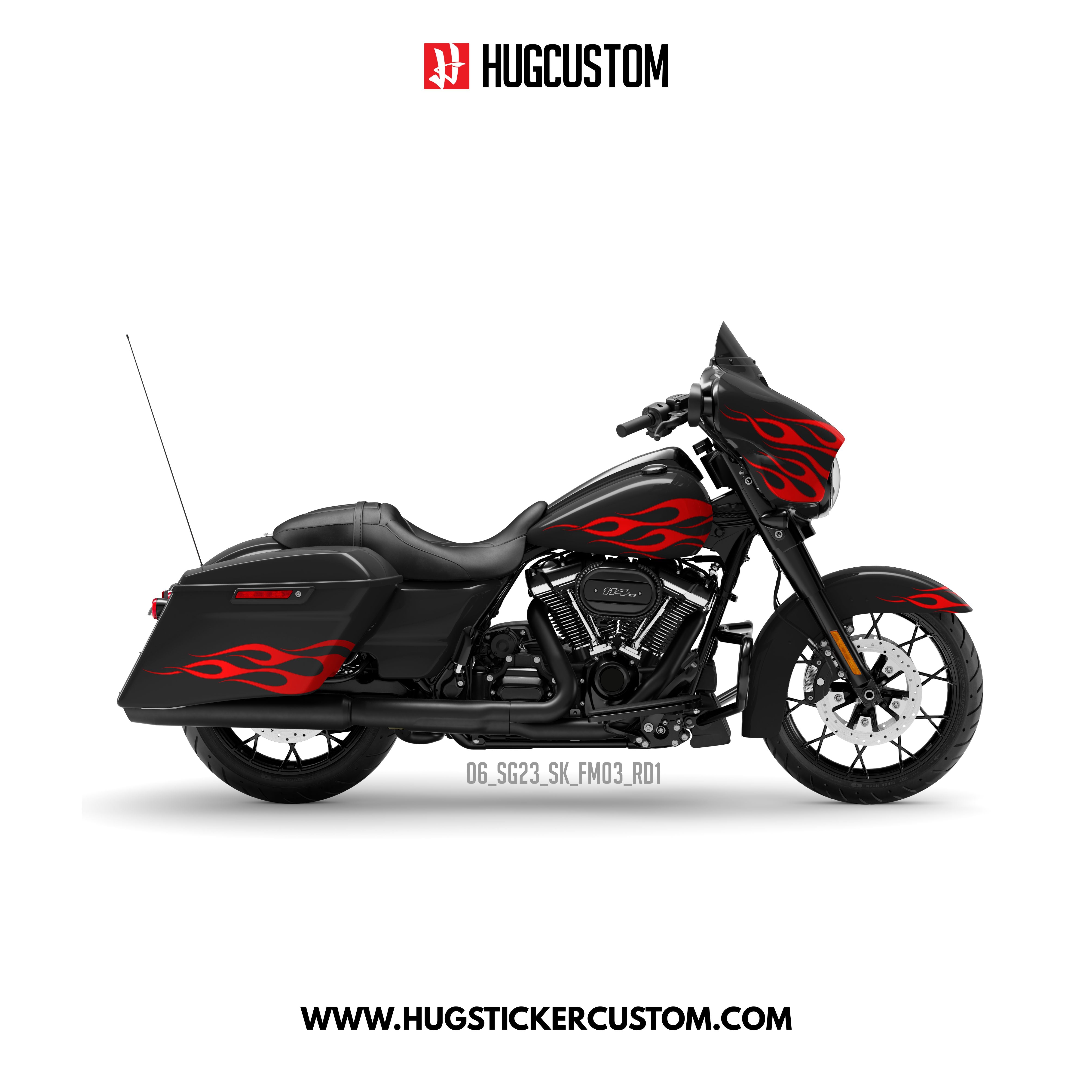 HUGCUSTOM Sticker Kit for Touring SG (FLHX) (2015-2023) - 'Blaze of Freedom' Design - HUGSTICKERCUSTOM
