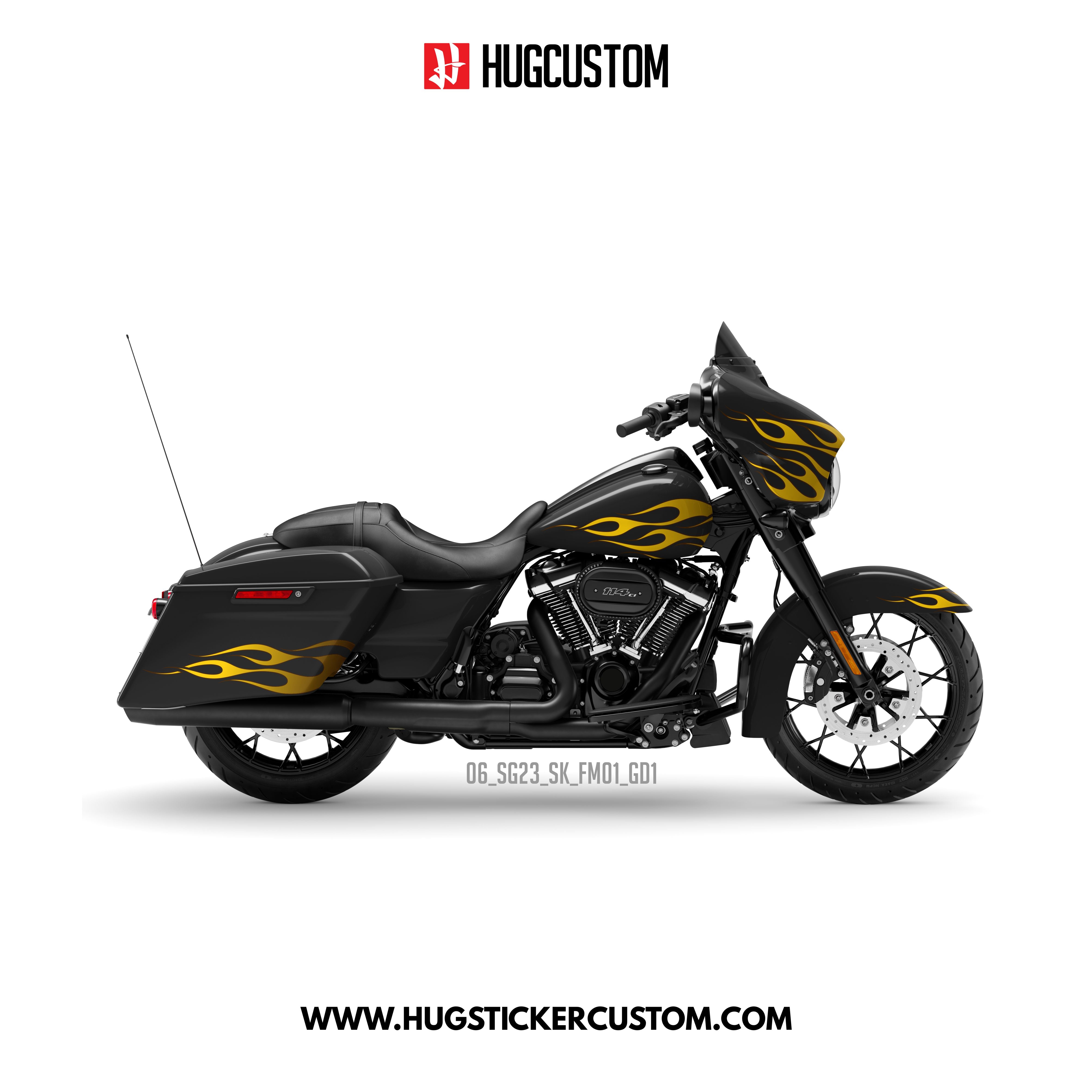 HUGCUSTOM Sticker Kit for Touring SG (FLHX) (2015-2023) - 'Blaze of Freedom' Design - HUGSTICKERCUSTOM