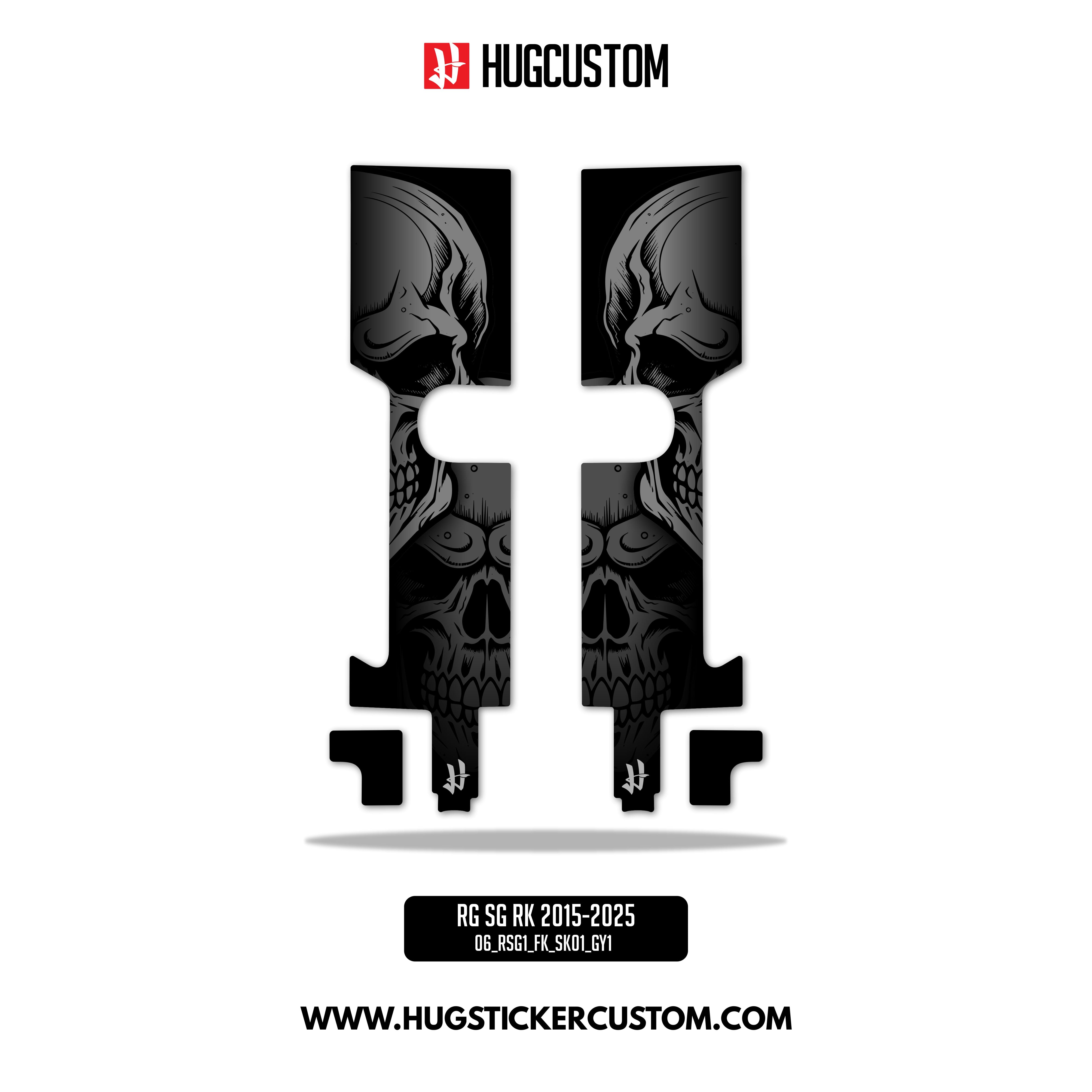 HUGSHIELD Front Fork Cover for Touring RG (FLTRXST) 2015-2025 - 'Skull' Design - HUGSTICKERCUSTOM