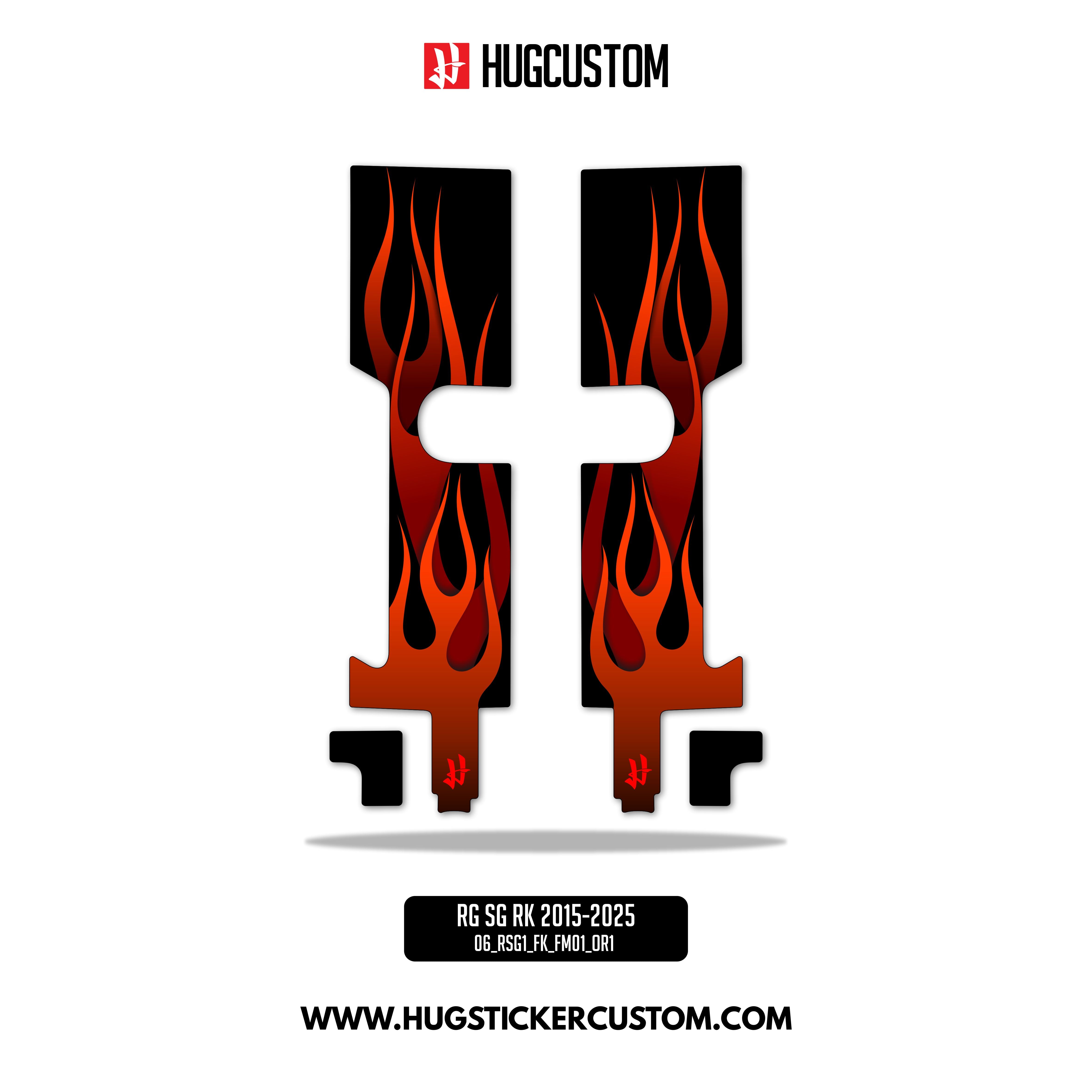 HUGSHIELD Front Fork Cover for Touring RG (FLTRXST) 2024-2025 - 'Flame' Design - HUGSTICKERCUSTOM