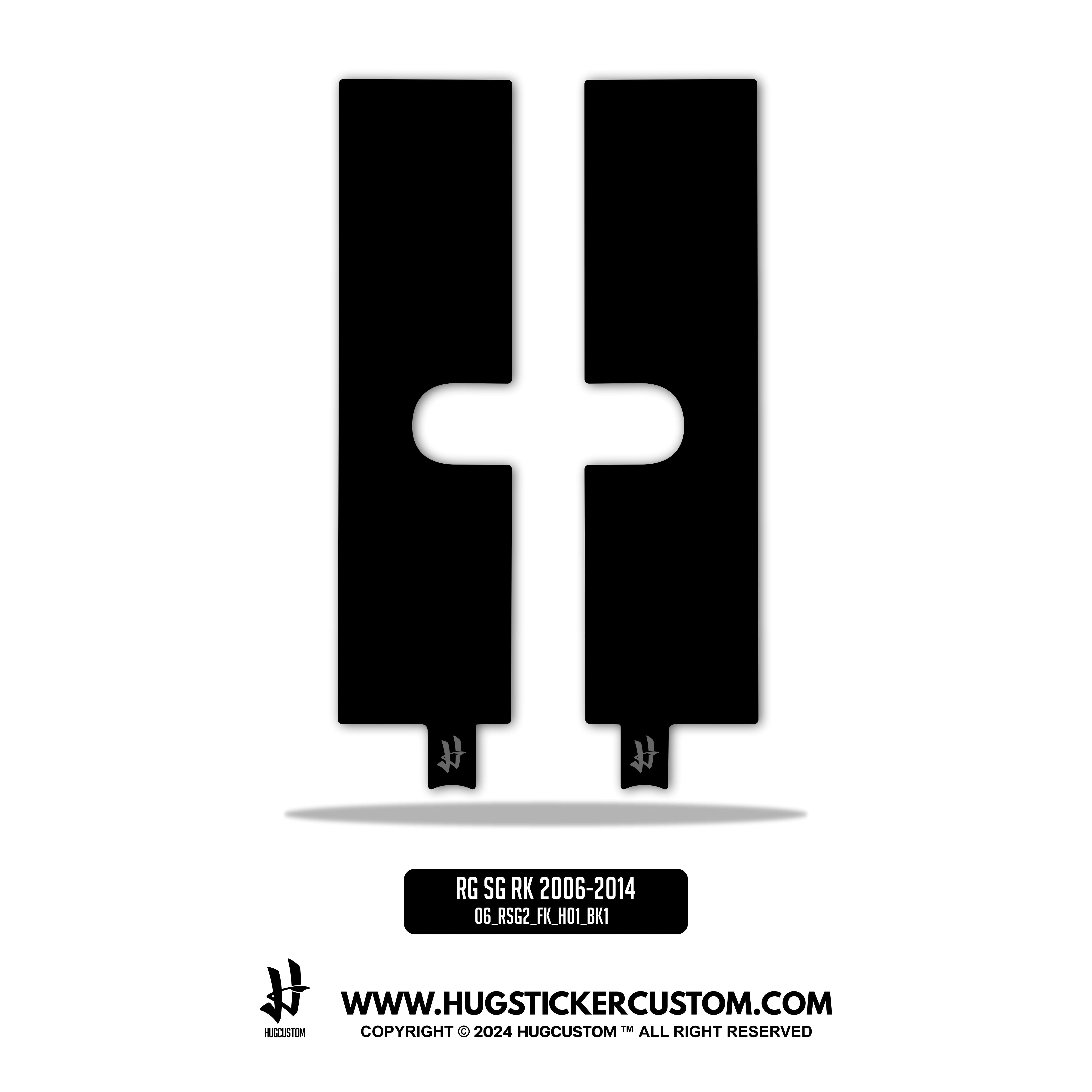 HUGSHIELD Front Fork Cover for Touring RG SG (FLTRX FLHX) 2006-2014 - 'Black' Design - HUGSTICKERCUSTOM