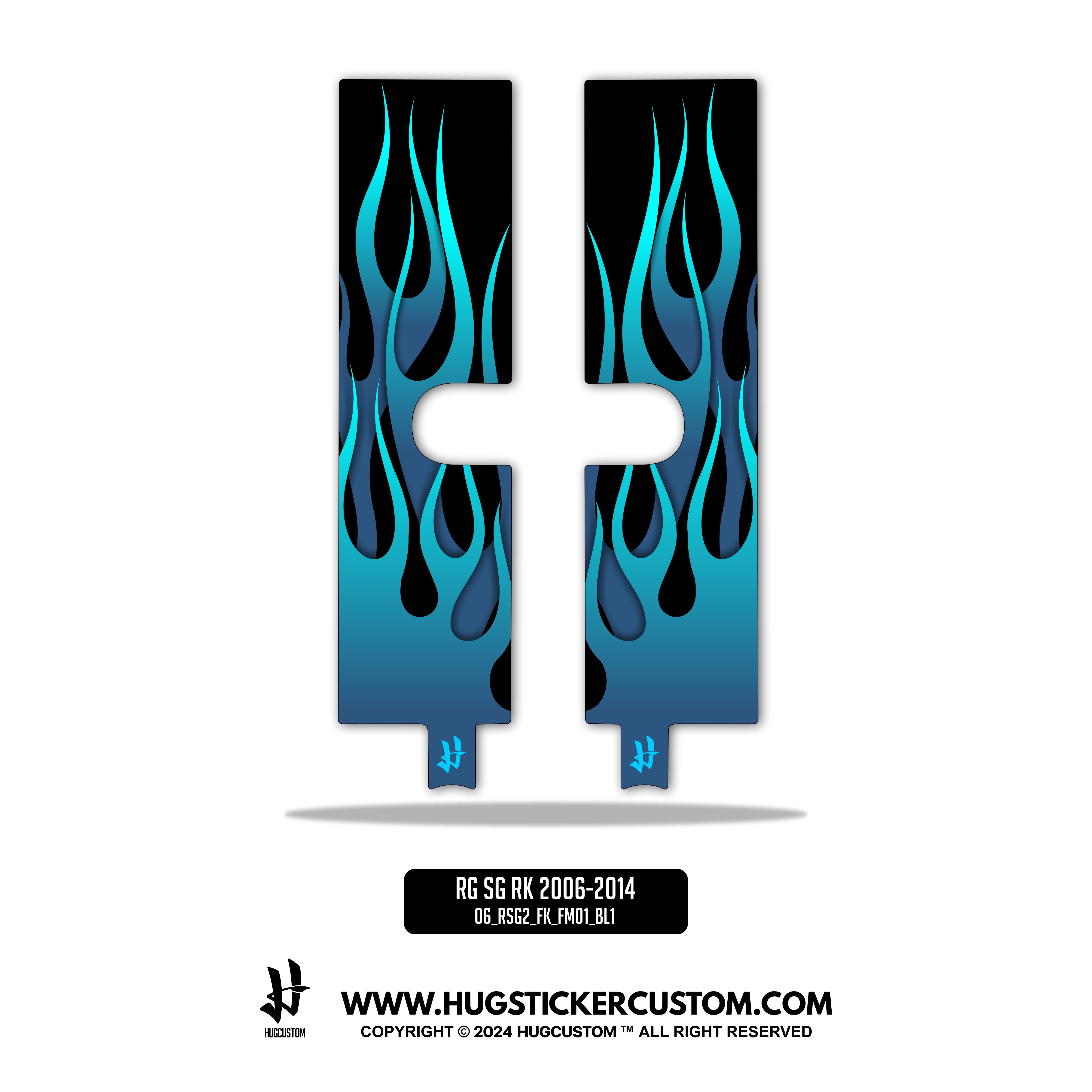 HUGSHIELD Front Fork Cover for Touring RG SG (FLTRX FLHX) 2006-2014 - 'Flame' Design - HUGSTICKERCUSTOM