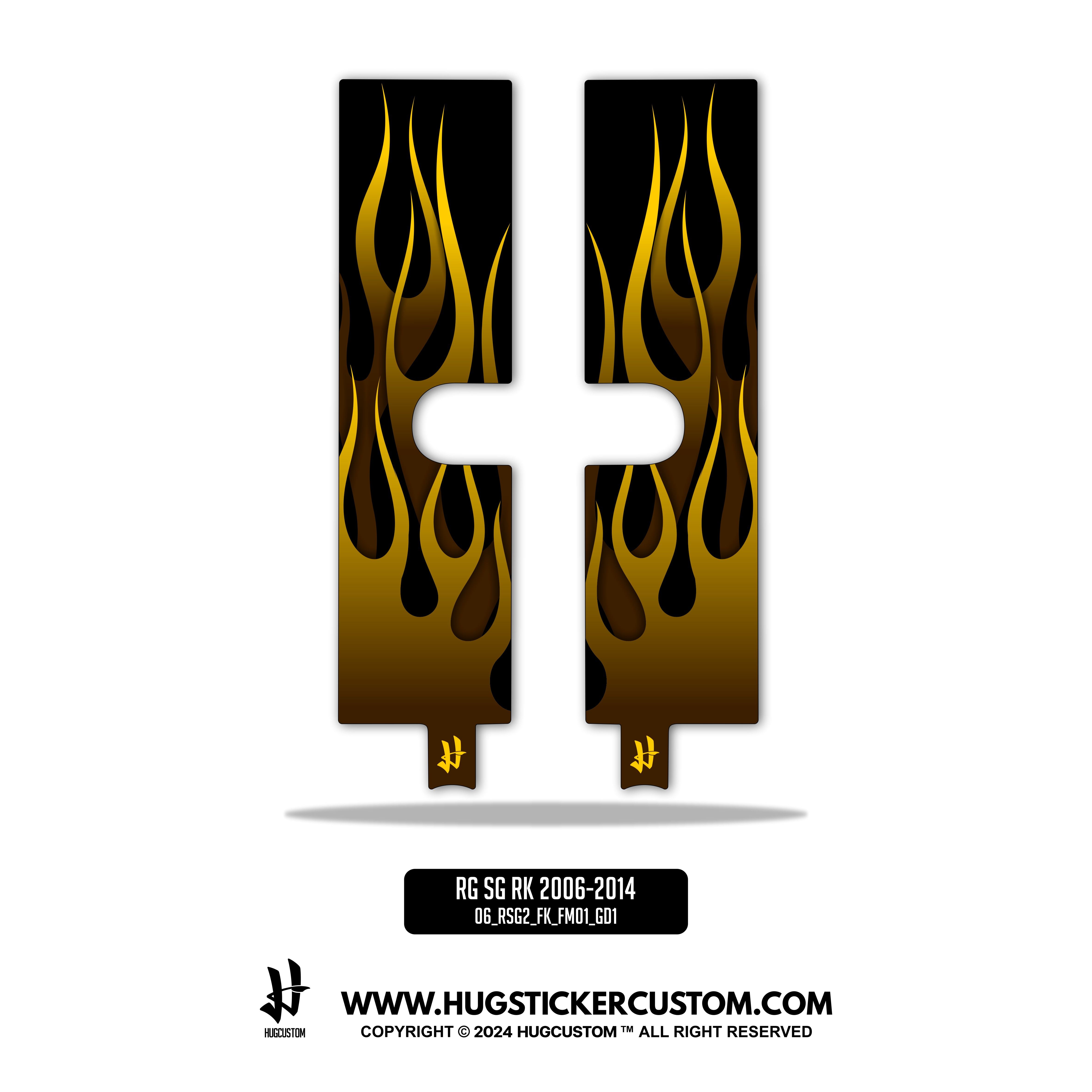 HUGSHIELD Front Fork Cover for Touring RG SG (FLTRX FLHX) 2006-2014 - 'Flame' Design - HUGSTICKERCUSTOM