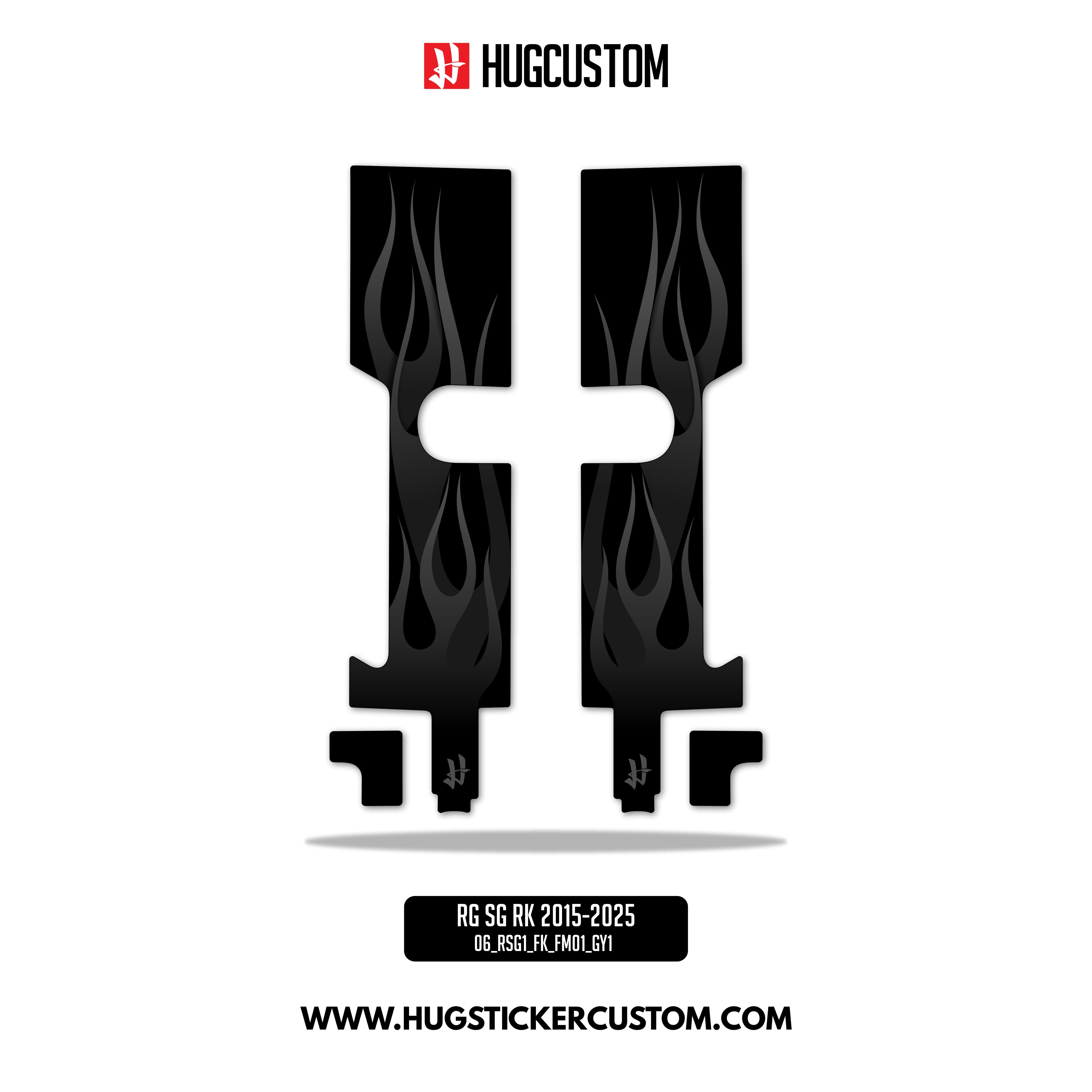 HUGSHIELD Front Fork Cover for Touring SG (FLHXST) 2015-2025 - 'Flame' Design - HUGSTICKERCUSTOM