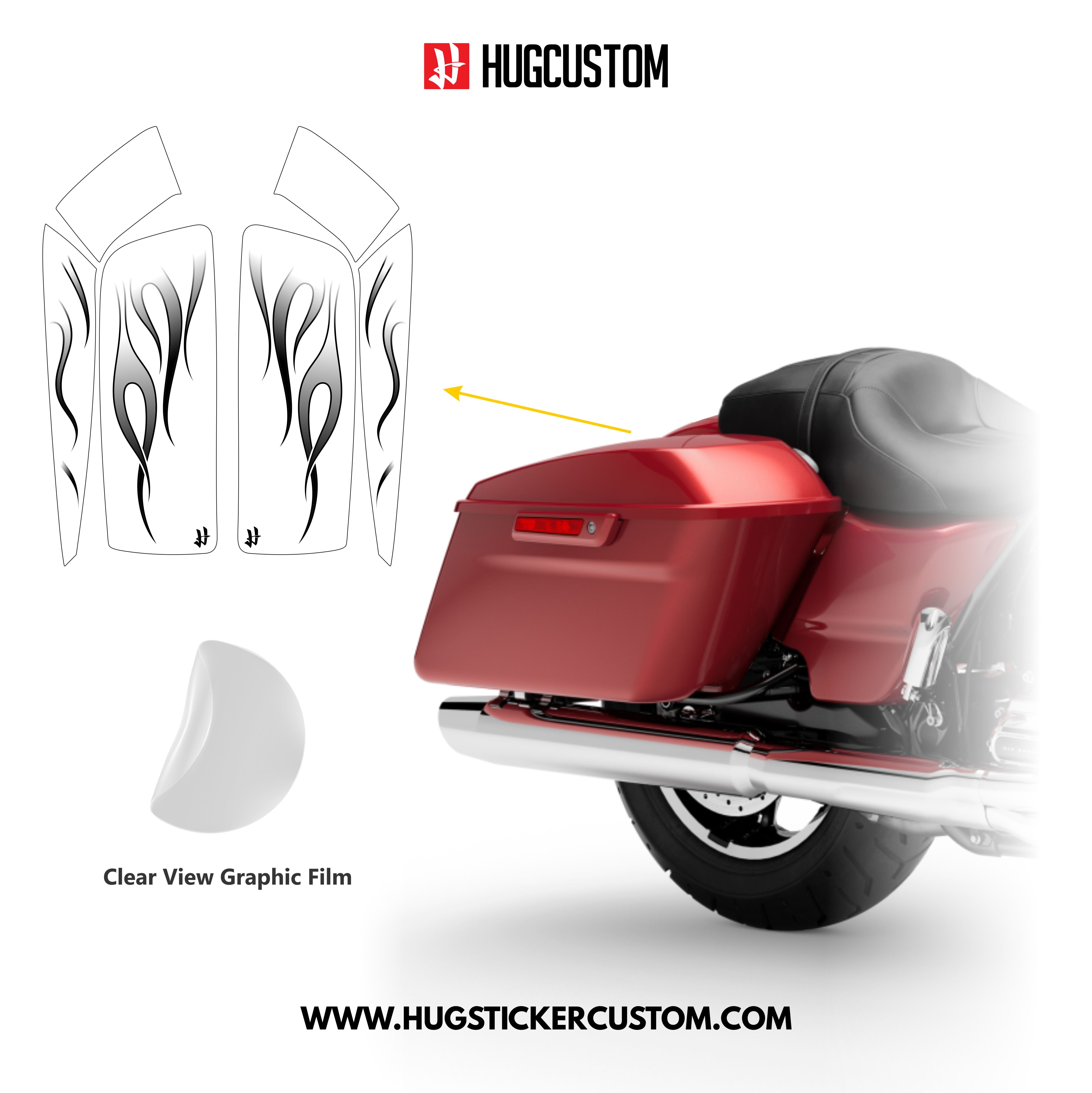 HUGSHIELD Saddlebag Cover for Touring RG SG / CVO (FLTRXST FLHXST) 2015-2023 - 'Flame' Design - HUGSTICKERCUSTOM