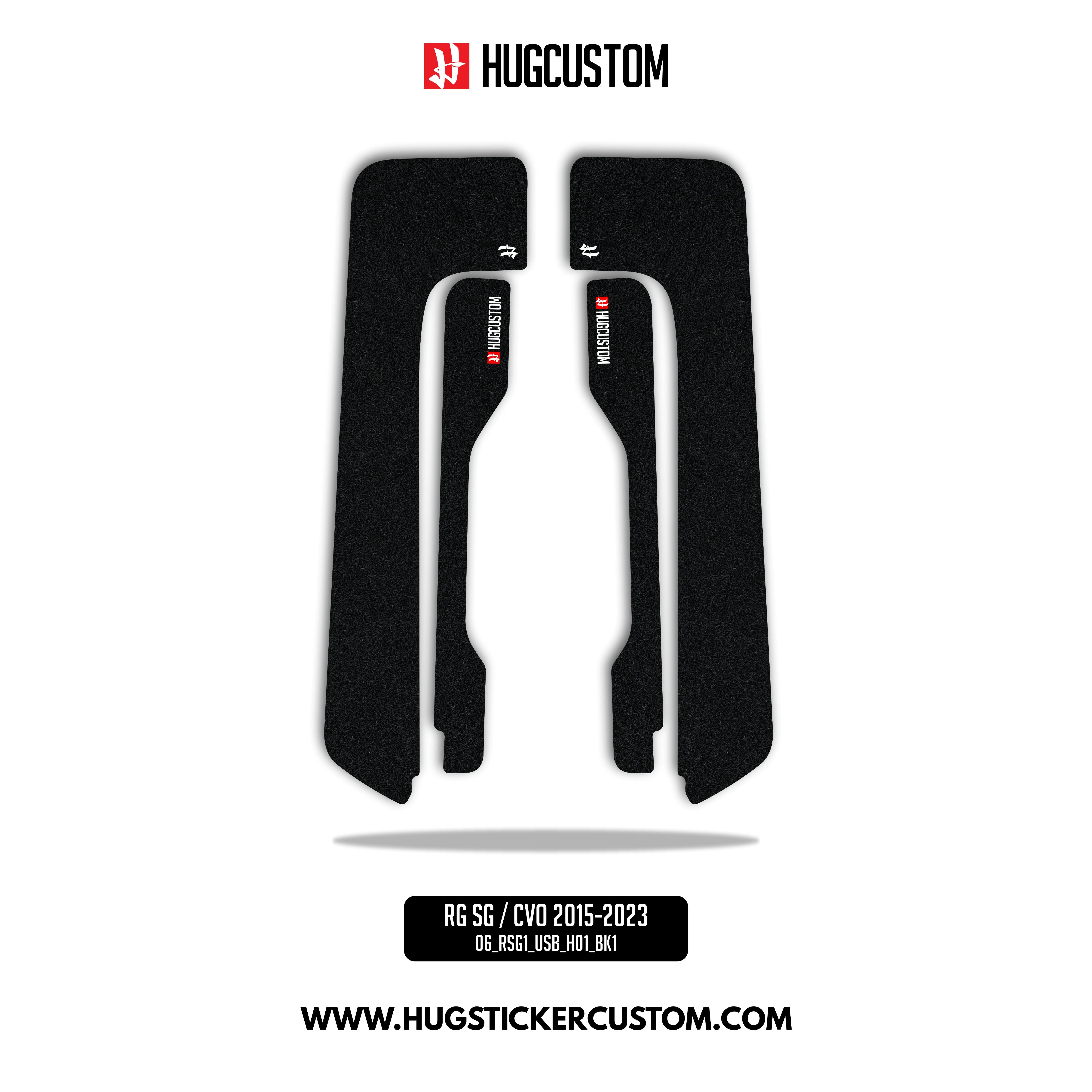 HUGSHIELD Under Saddlebag for Touring RG SG / CVO (FLTRXST FLHXST) 2015-2023 - 'Black' Design - HUGSTICKERCUSTOM