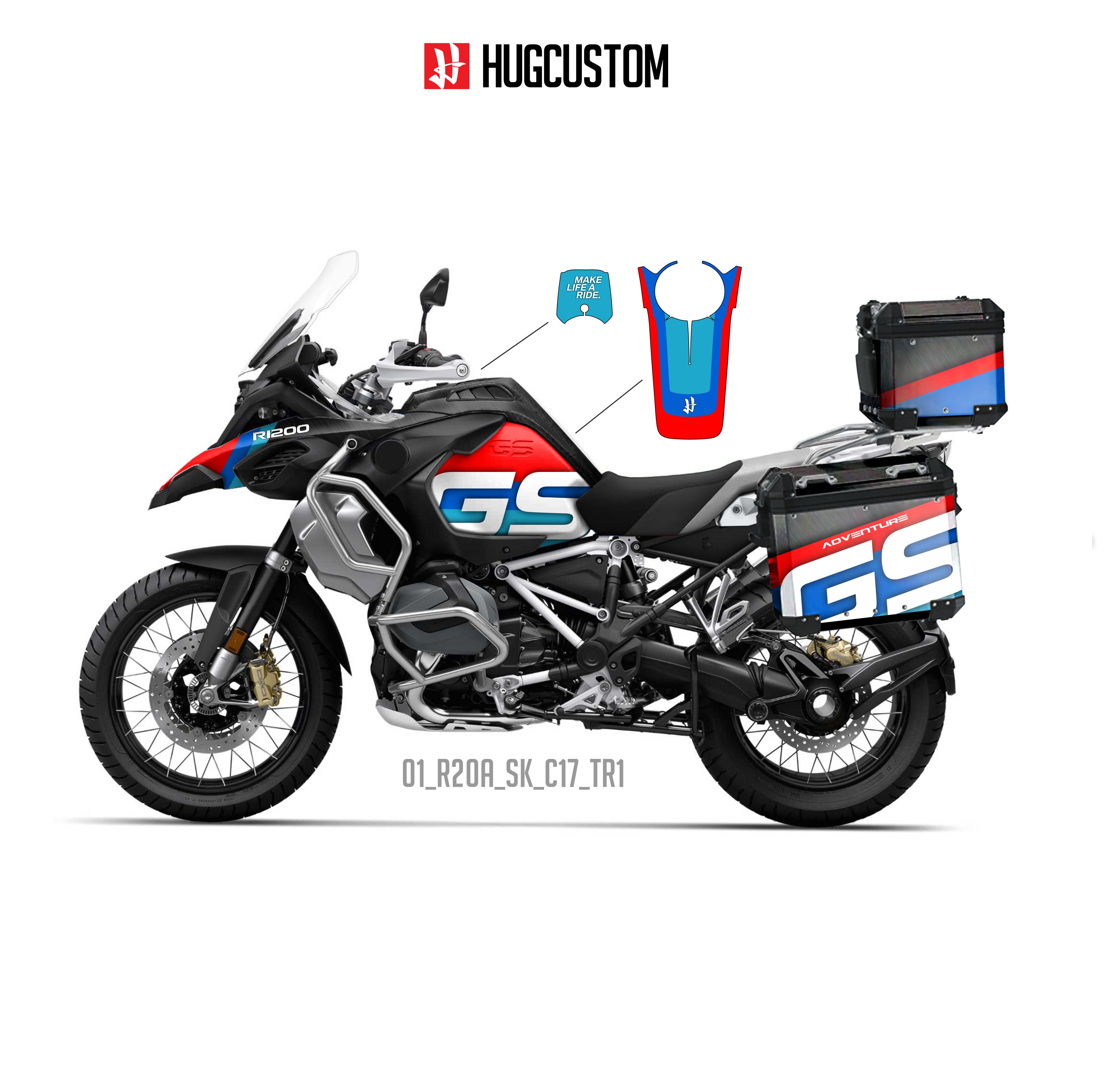 R1200/1250GS Adventure 2014-2025 Sticker Kit – 'Tricolor Velocity' Design