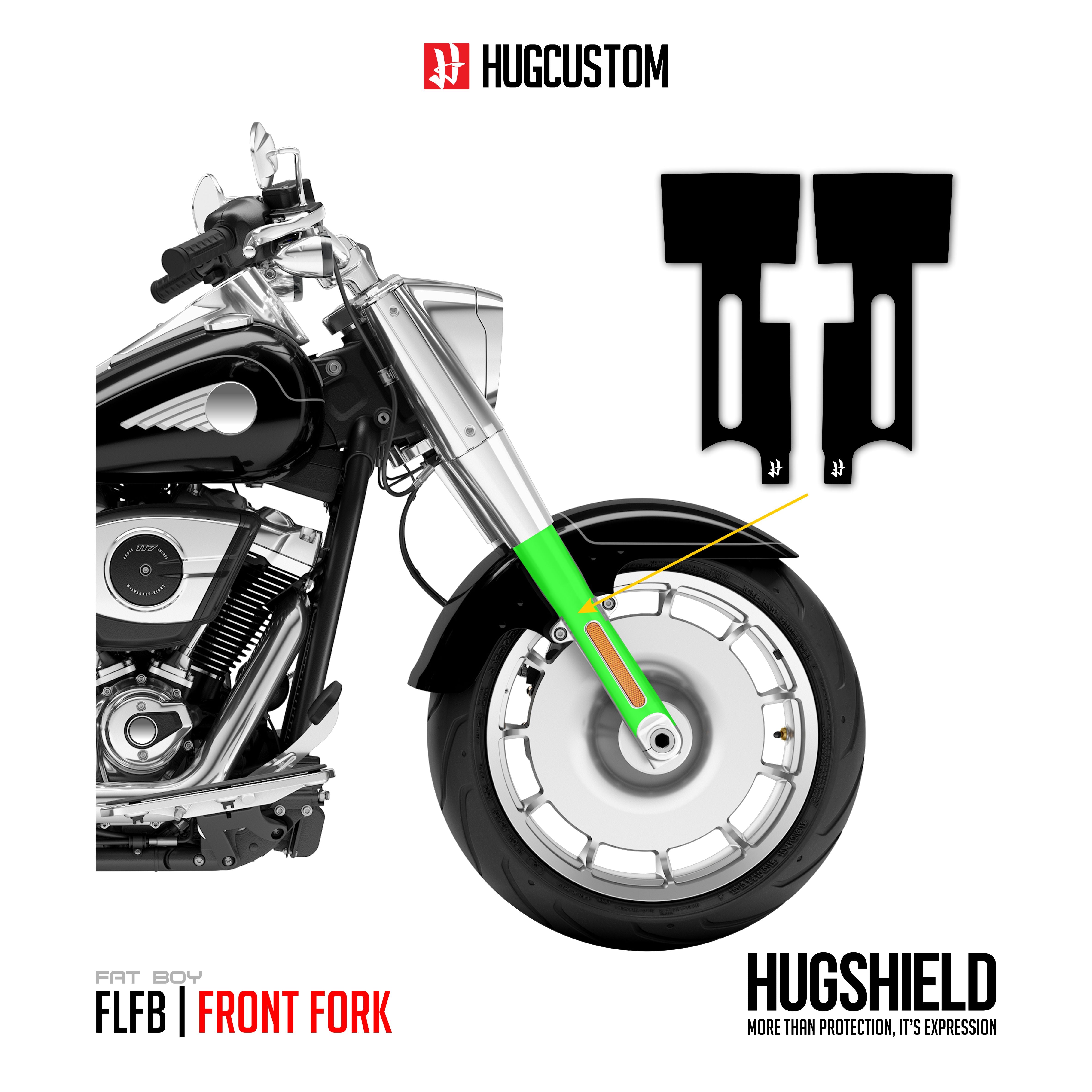 Front Fork Cover for Cruiser (FLFB) 2015-2026 - 'Black' Design