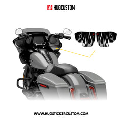 HUGSHIELD Media Door for Touring RG SG / CVO (FLTRXST FLHXST) 2024-2025 - 'Flame' Design - HUGSTICKERCUSTOM 