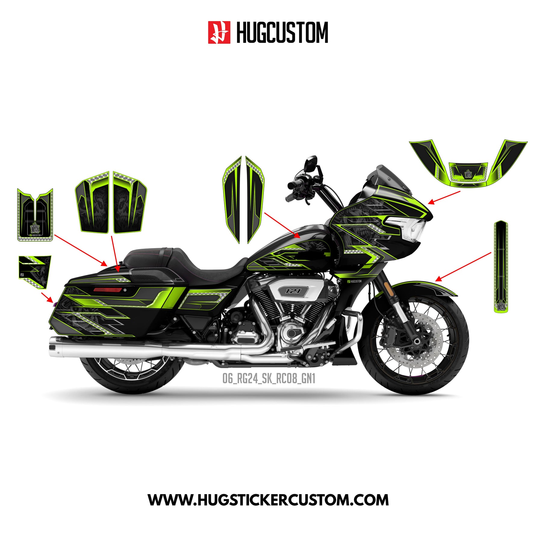 Sticker Kit for Touring RG (FLTRX) (2024-2026) - 'Bone Protocol' Design (Full Set)