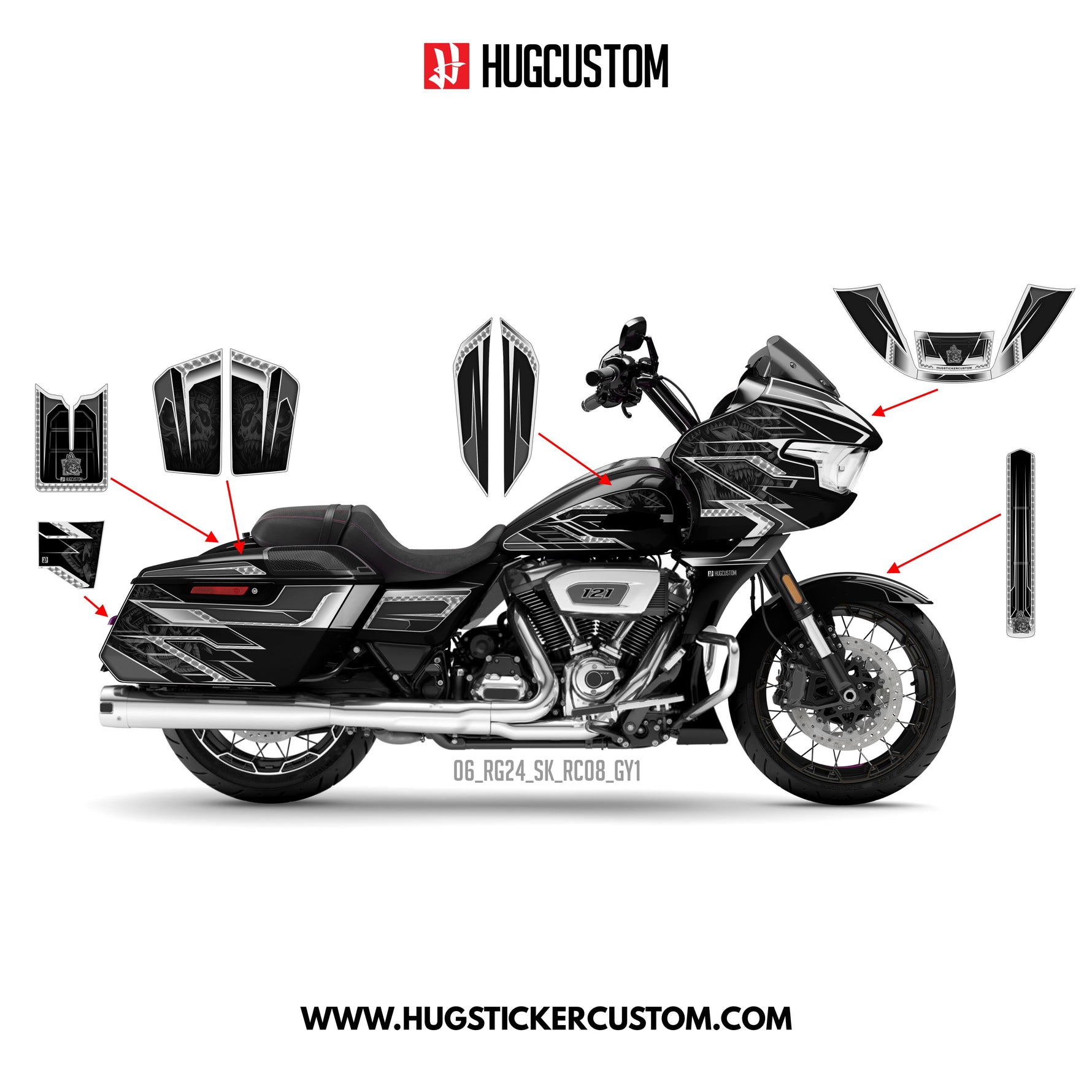 Sticker Kit for Touring RG (FLTRX) (2024-2026) - 'Bone Protocol' Design (Full Set)
