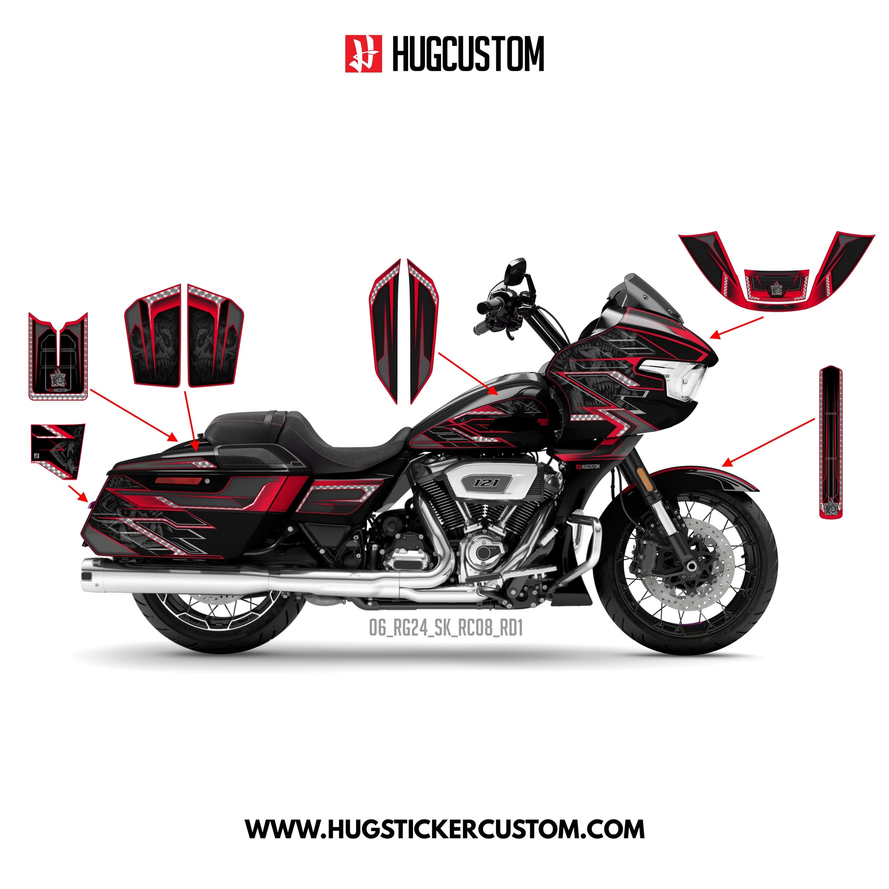Sticker Kit for Touring RG (FLTRX) (2024-2026) - 'Bone Protocol' Design (Full Set)