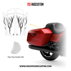 HUGSHIELD Saddlebag Cover for Touring RG SG / CVO (FLTRXST FLHXST) 2024-2025 - 'Flame' Design - HUGSTICKERCUSTOM 