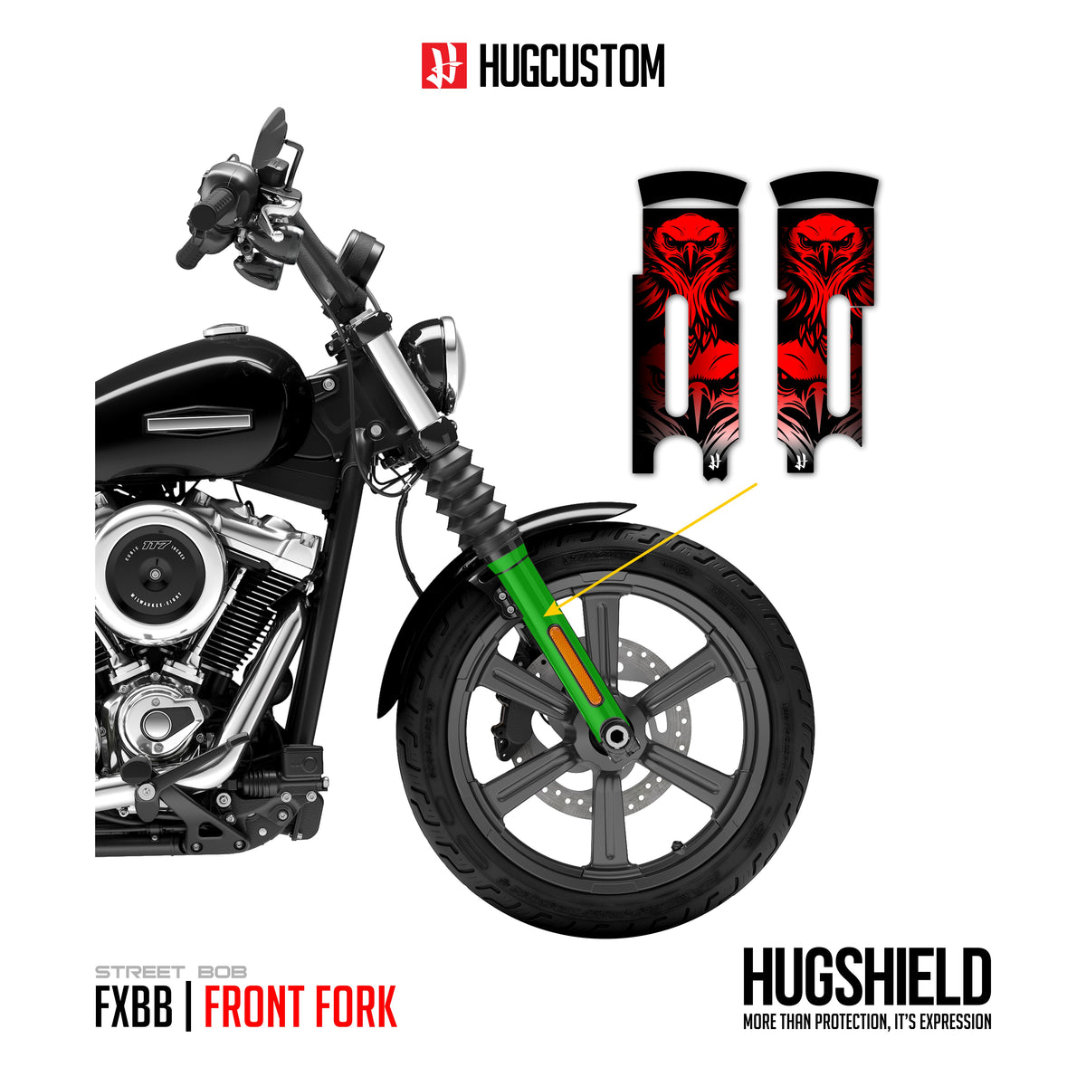 Front Fork Cover for Cruiser (FXBB) 2015-2026 - 'Eagle' Design