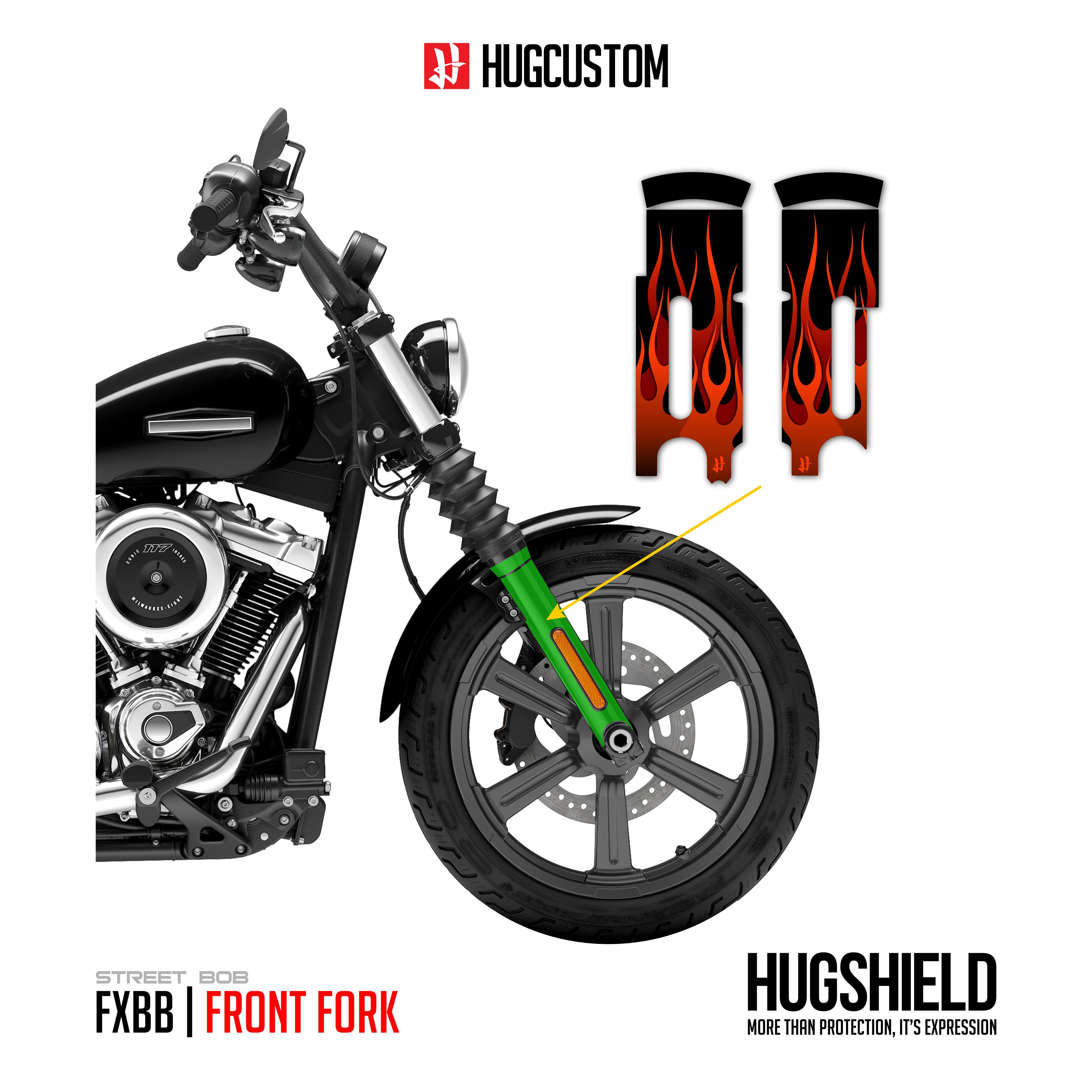 Front Fork Cover for Cruiser (FXBB) 2015-2026 - 'Flame' Design