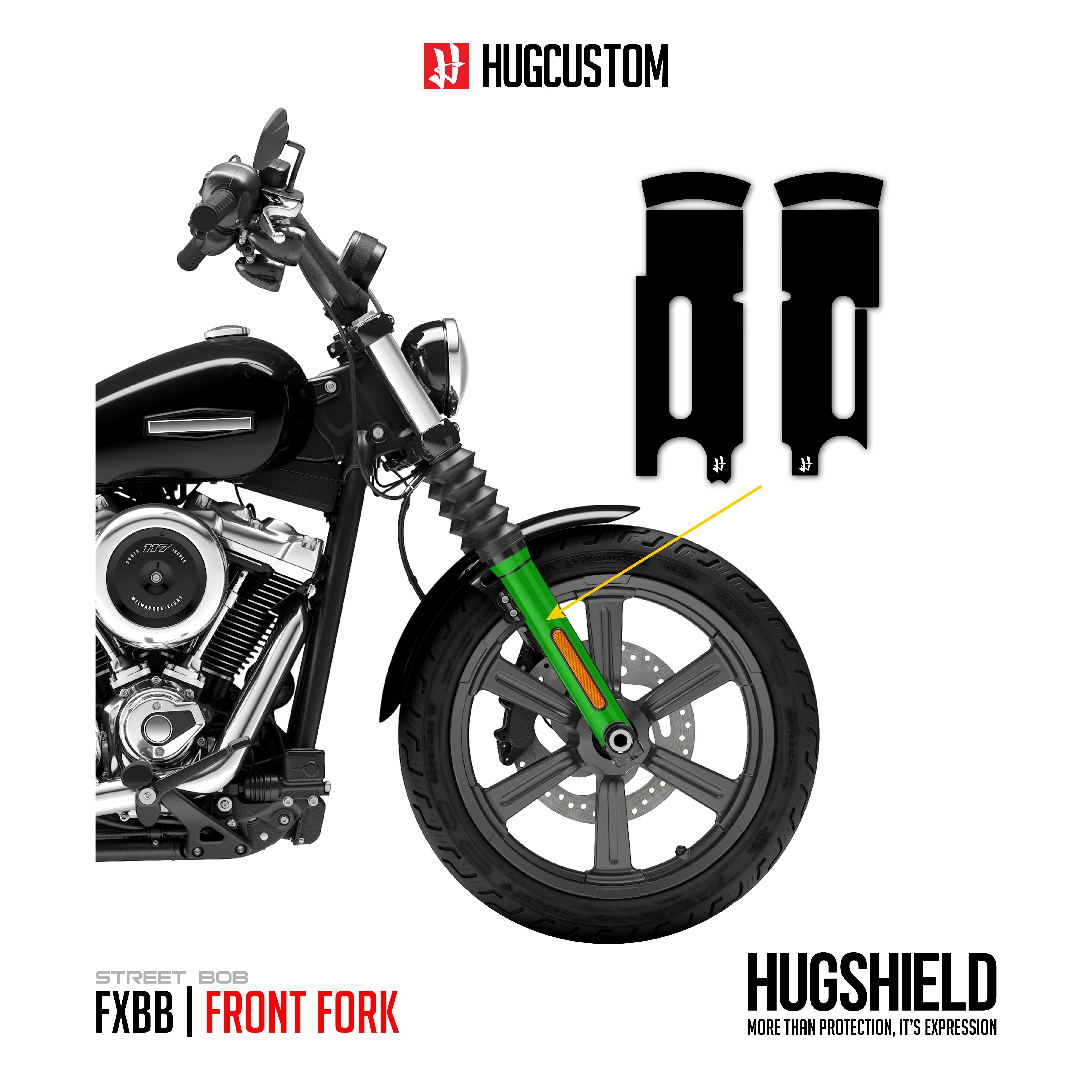 Front Fork Cover for Cruiser (FXBB) 2015-2026 - 'Black' Design