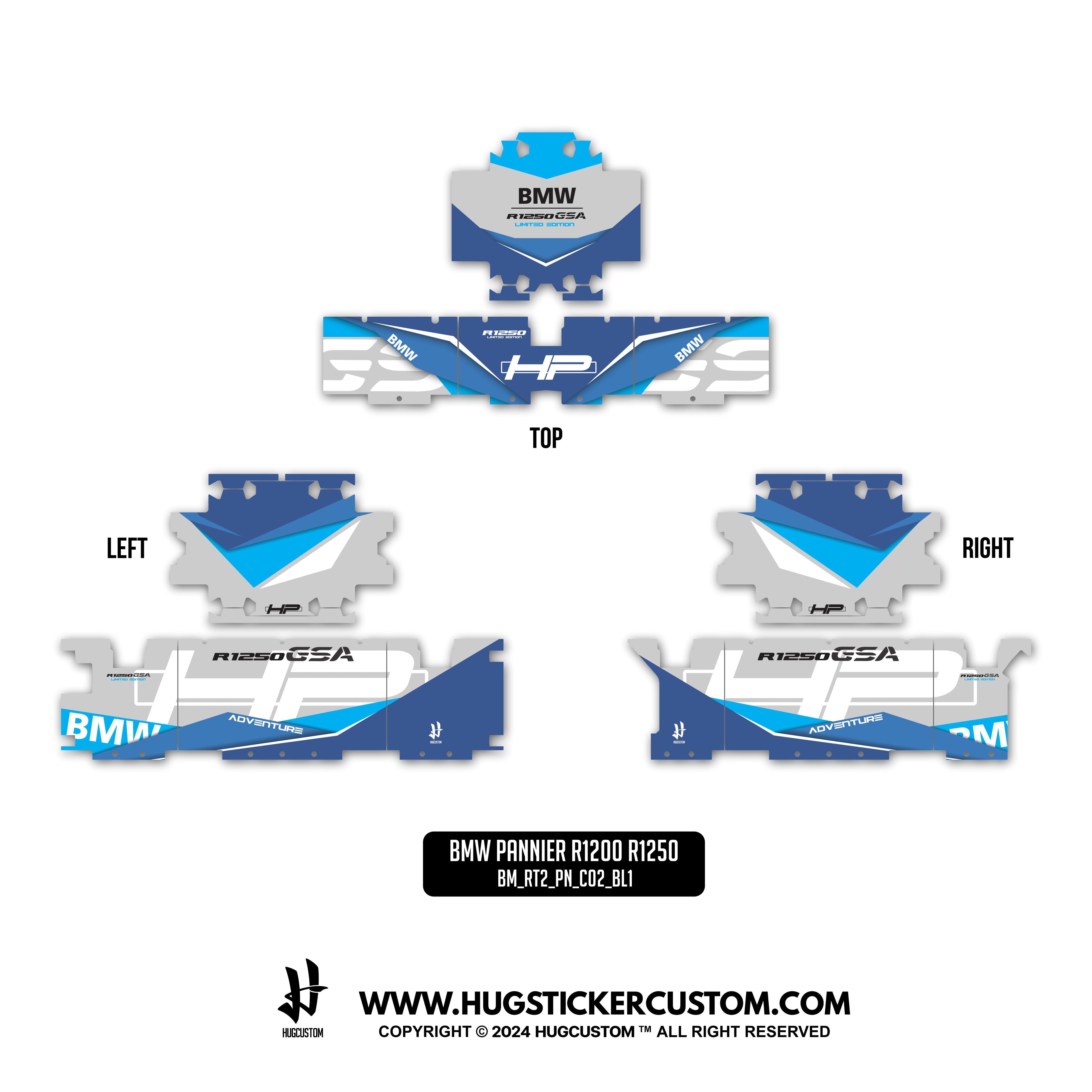 Pannier Sticker for BMW GS & GS Adventure 1200/1250 'HP' Design - HUGSTICKERCUSTOM 