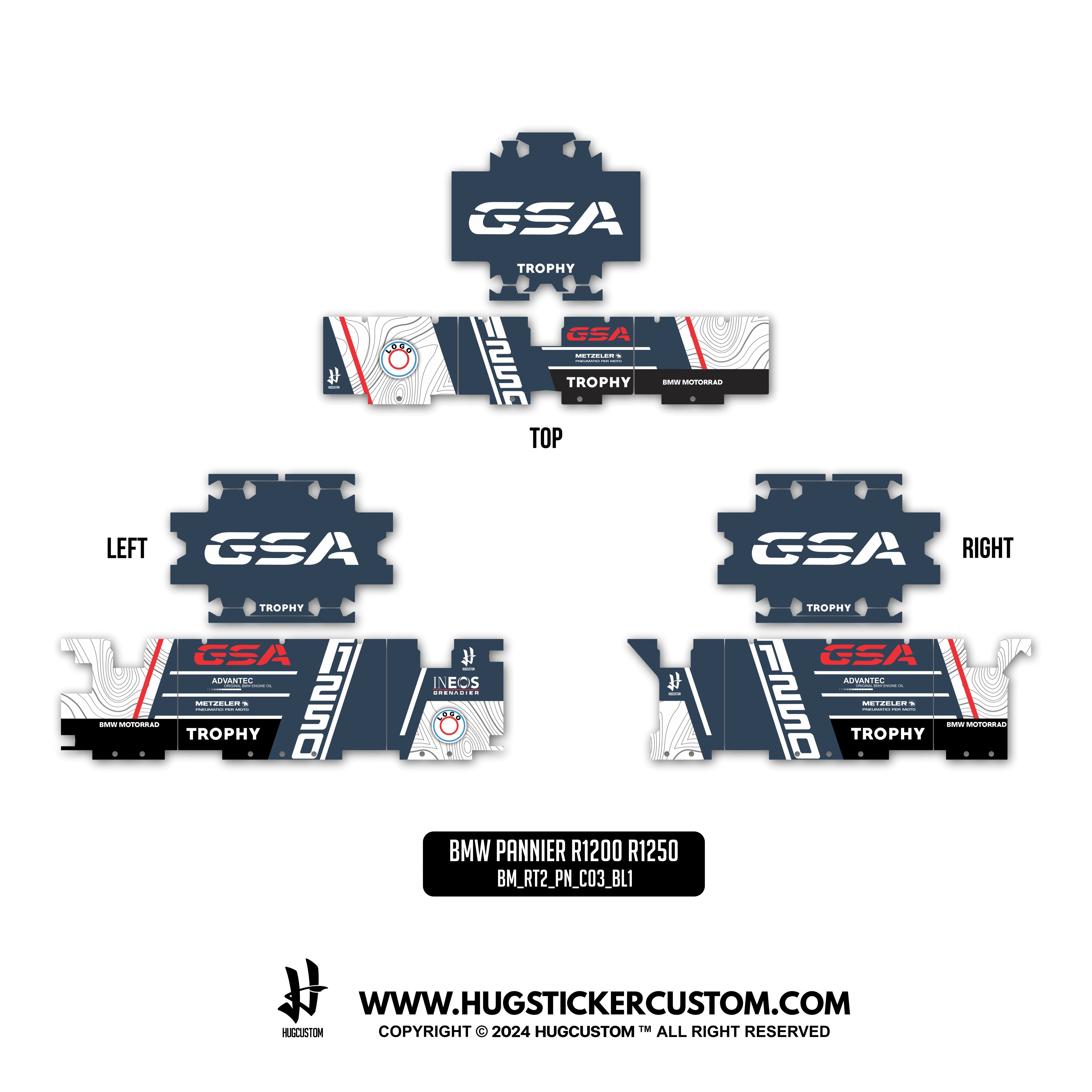 Pannier Sticker for BMW GS & GS Adventure 1200/1250 'Trophy 1' Design - HUGSTICKERCUSTOM 