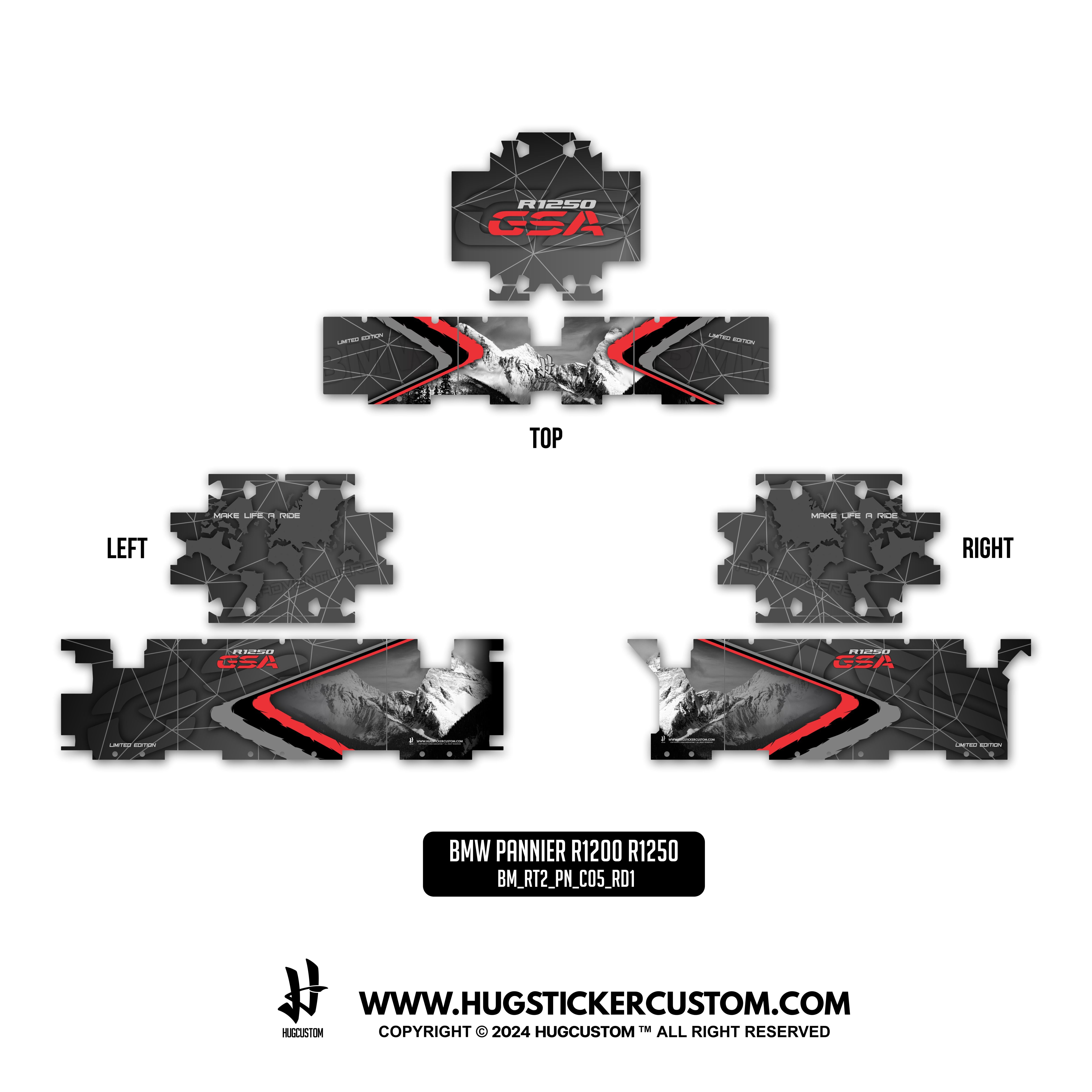 Pannier Sticker for BMW GS & GS Adventure 1200/1250 'Mountain' Design - HUGSTICKERCUSTOM 