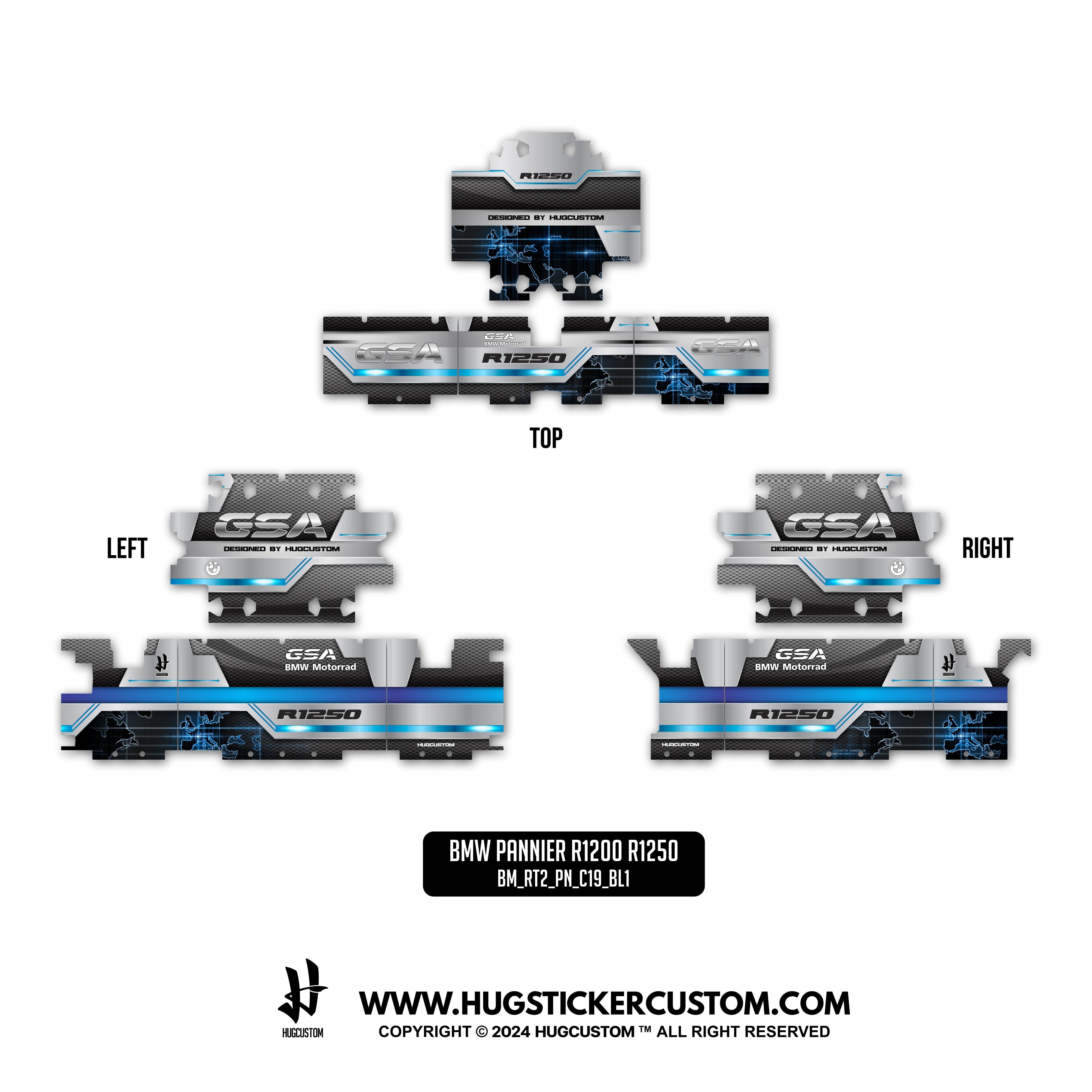 Pannier Sticker for BMW GS & GS Adventure 1200/1250 'Steel' Design - HUGSTICKERCUSTOM 