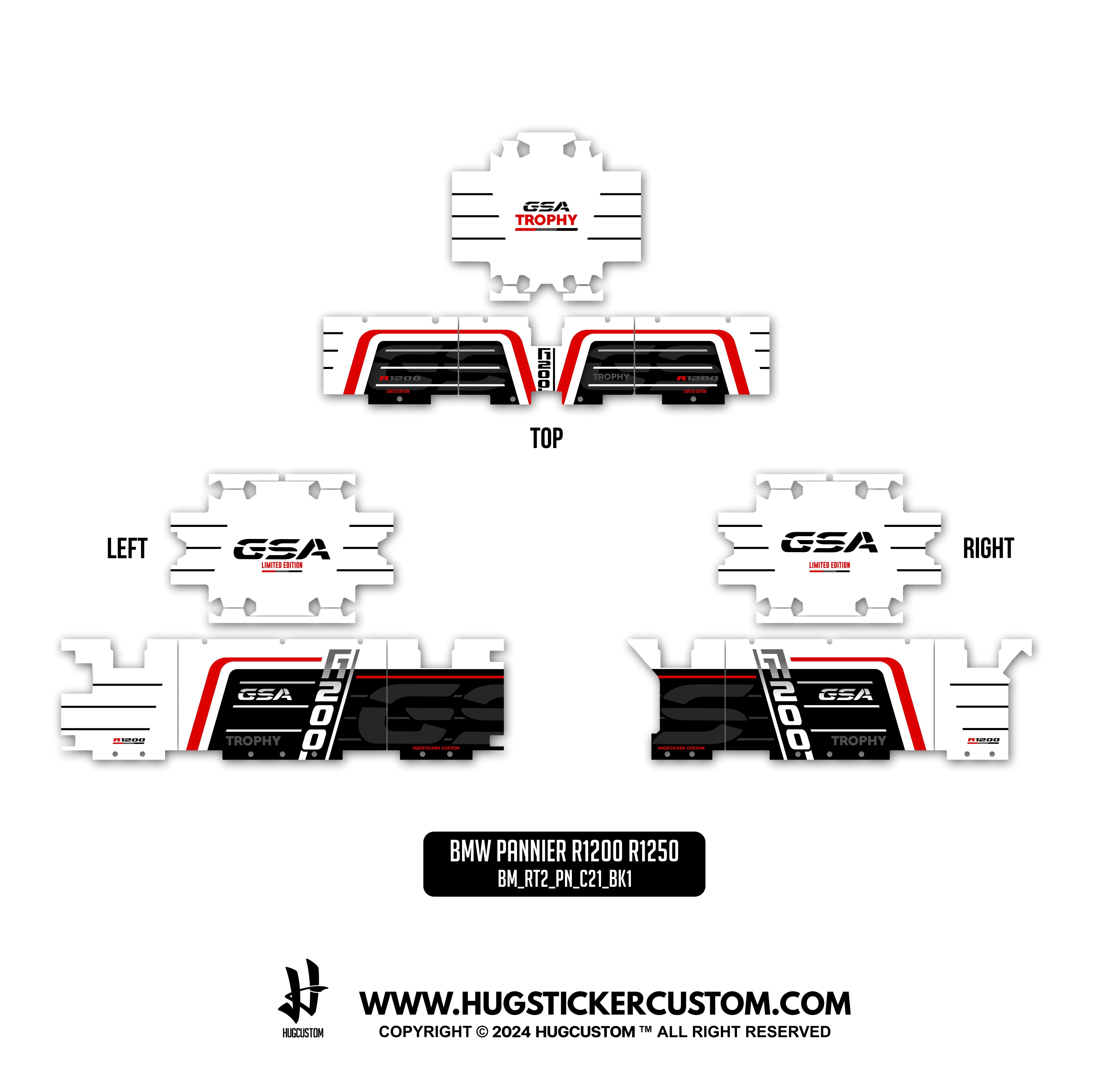 Pannier Sticker for BMW GS & GS Adventure 1200/1250 'Trophy 3' Design - HUGSTICKERCUSTOM 