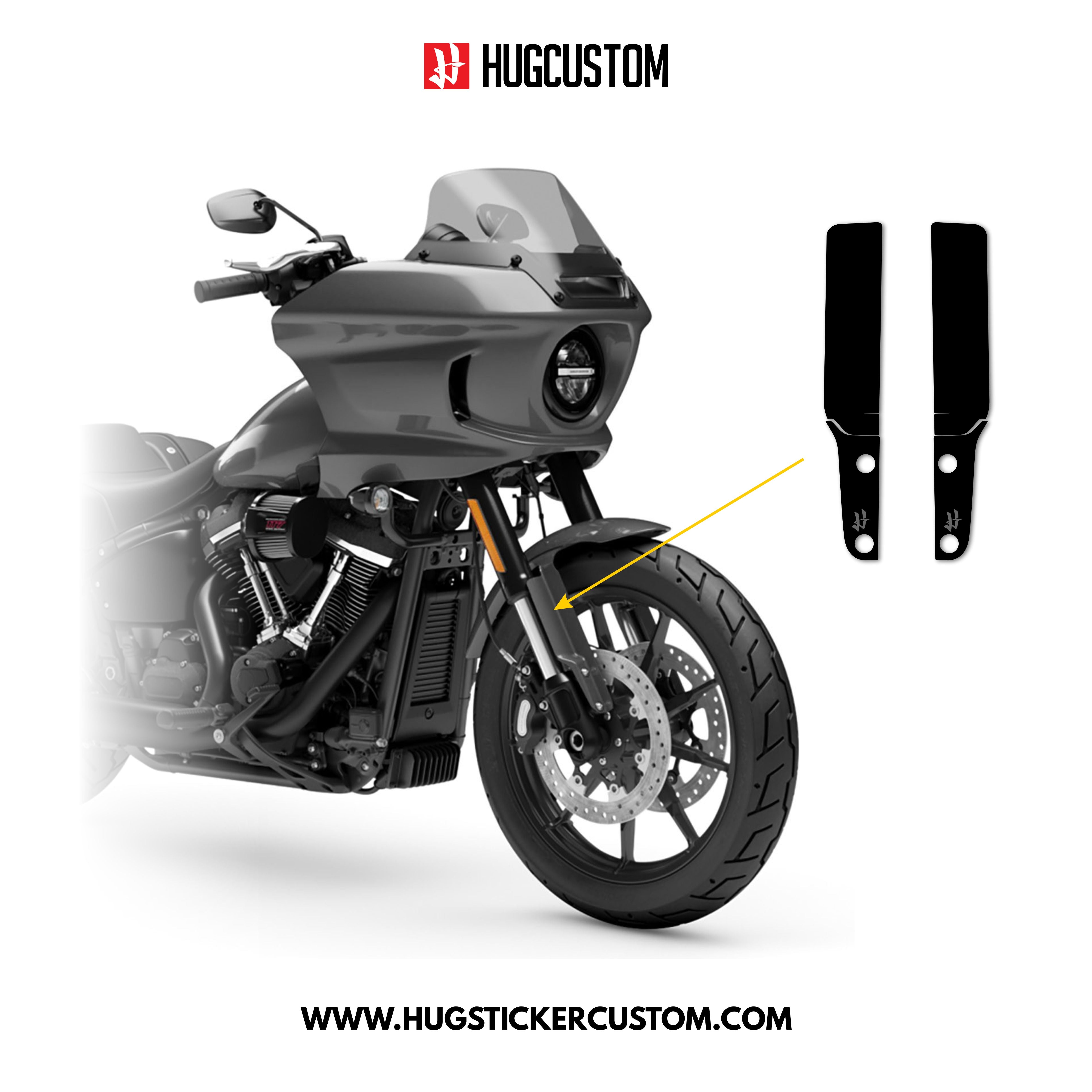 Front Fork Cover for Cruiser (FXLRST) 2015-2025 - 'Black' Design - HUGSTICKERCUSTOM 