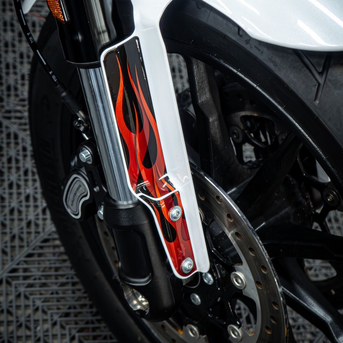 Front Fork Cover for Cruiser (FXLRST) 2015-2026 - 'Flame' Design - HUGSTICKERCUSTOM