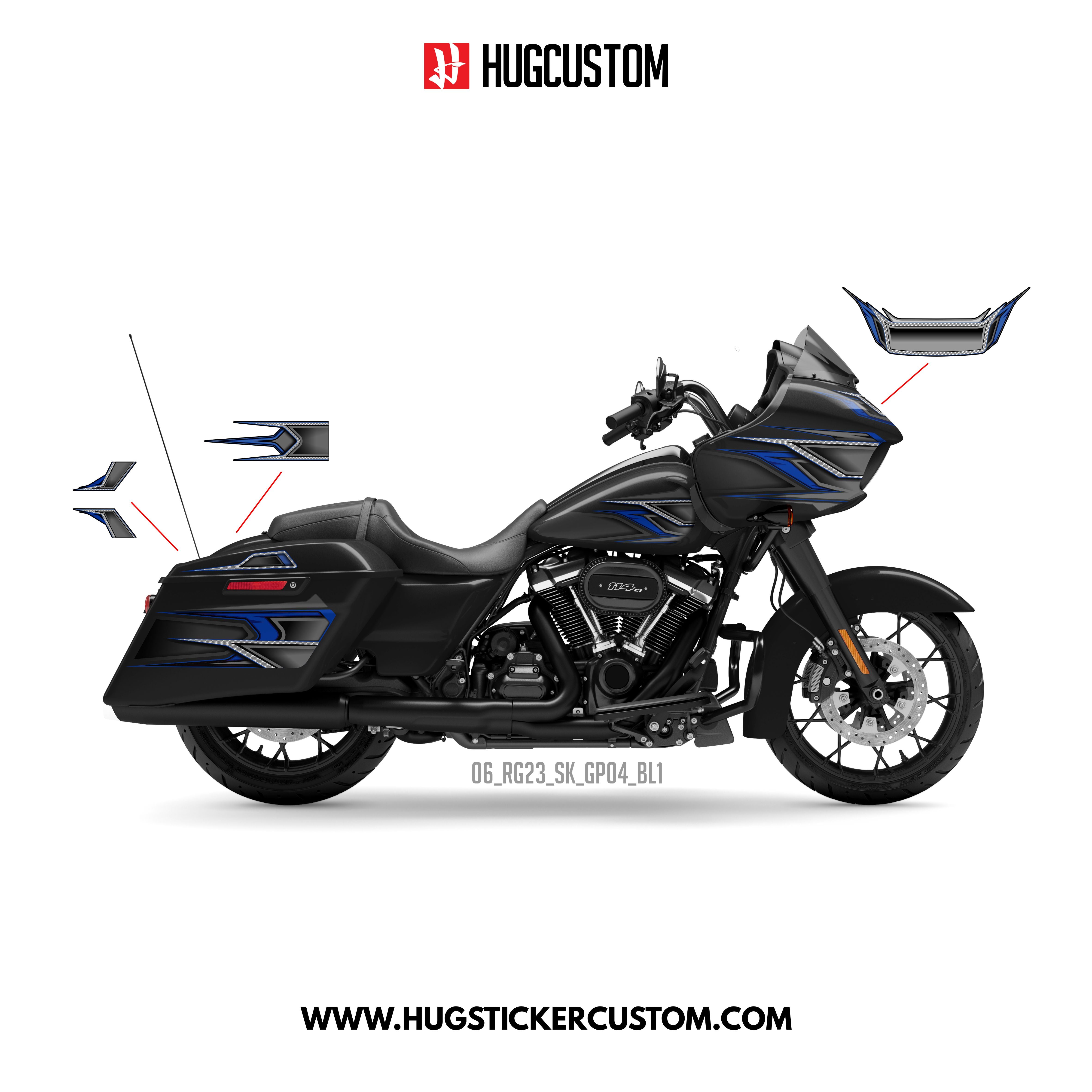 HUGSHIELD Sticker Kit for Touring RG (FLTRX) (2015-2023) - 'Club Style' Design - HUGSTICKERCUSTOM 