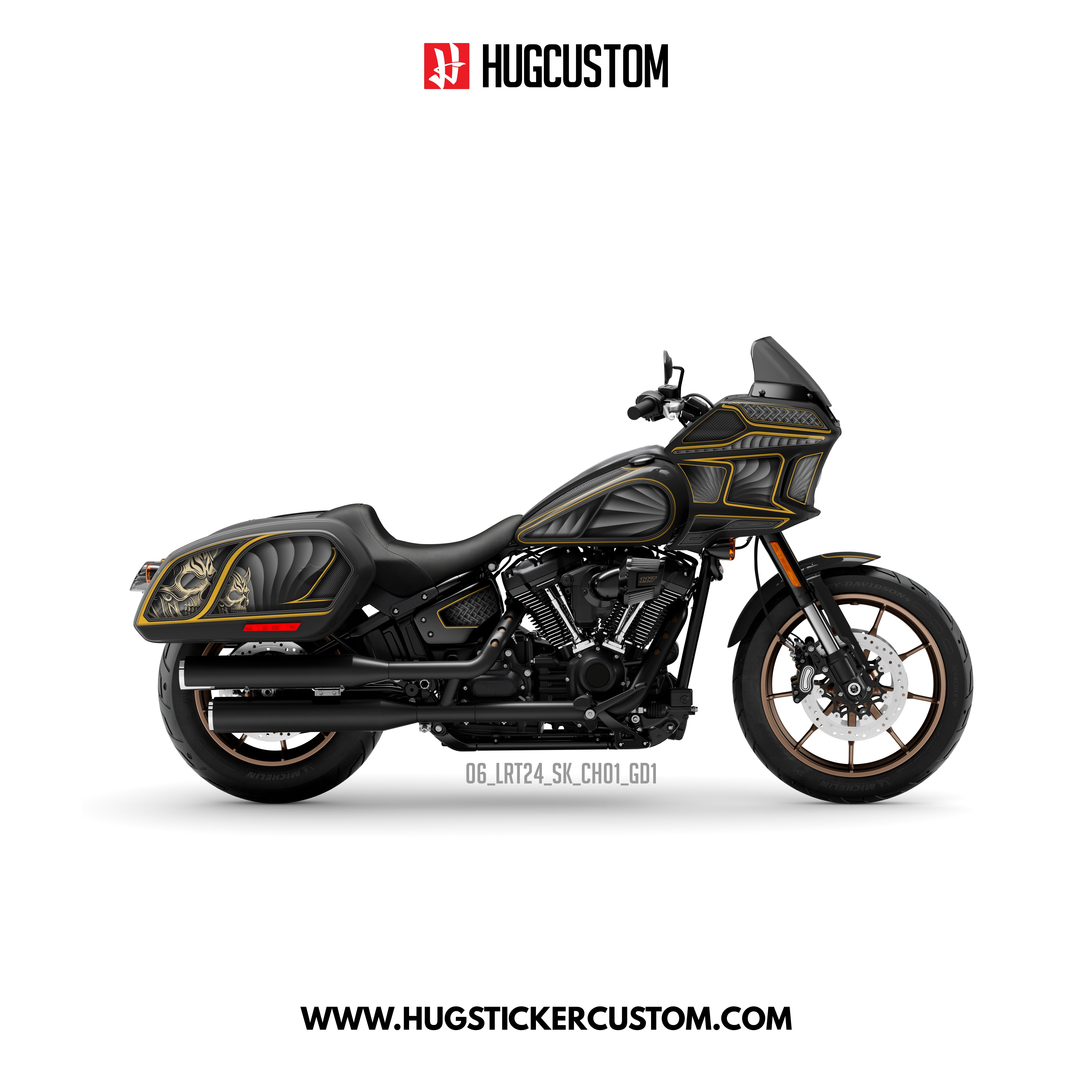 HUGCUSTOM Sticker Kit for Cruiser LRST (FXLRST) (2017-2025) - 'Chicano Style' Design - Gold - HUGSTICKERCUSTOM 