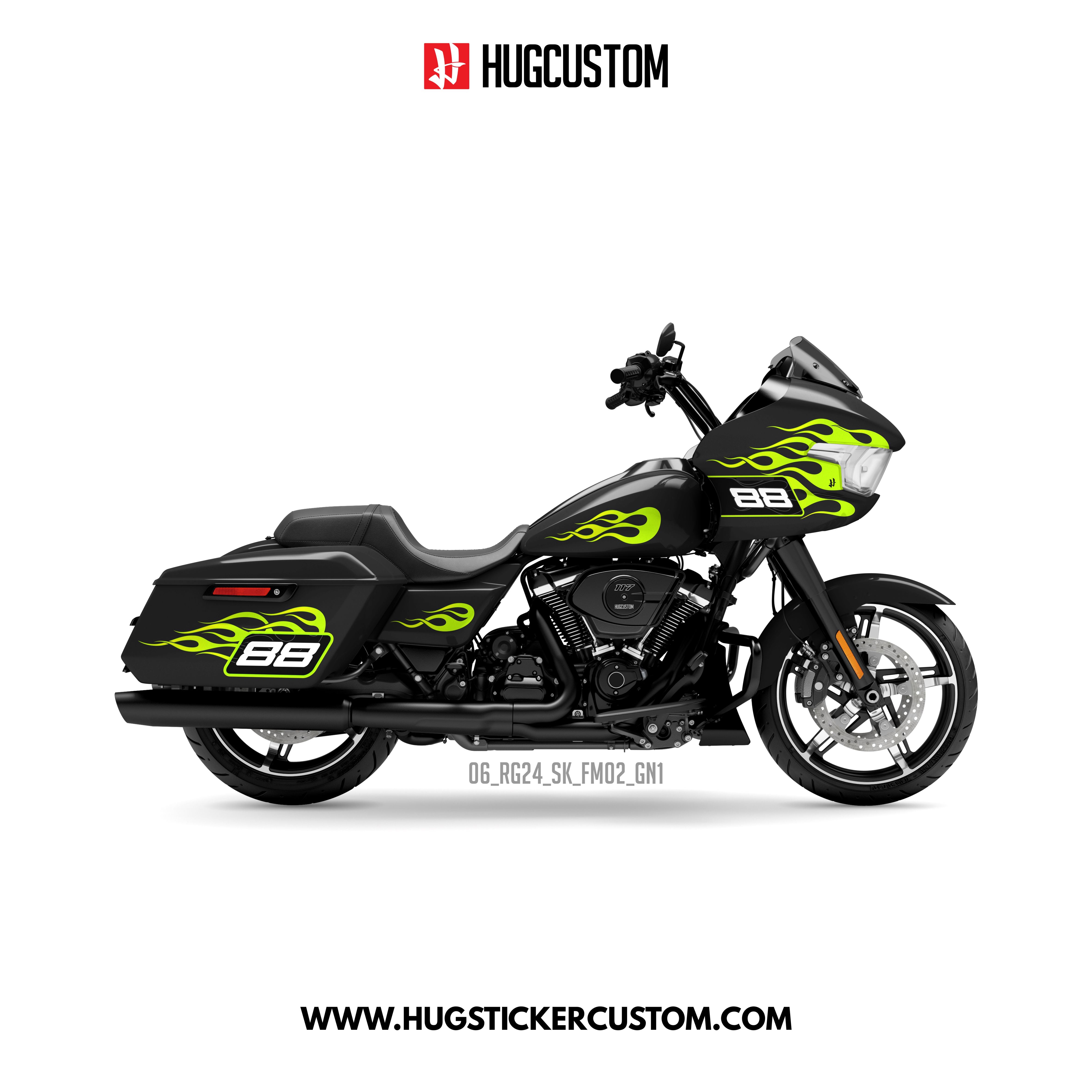 HUGCUSTOM Sticker Kit for Touring RG (FLTRX) (2024-2025) - 'Flame Racing' Design - HUGSTICKERCUSTOM 