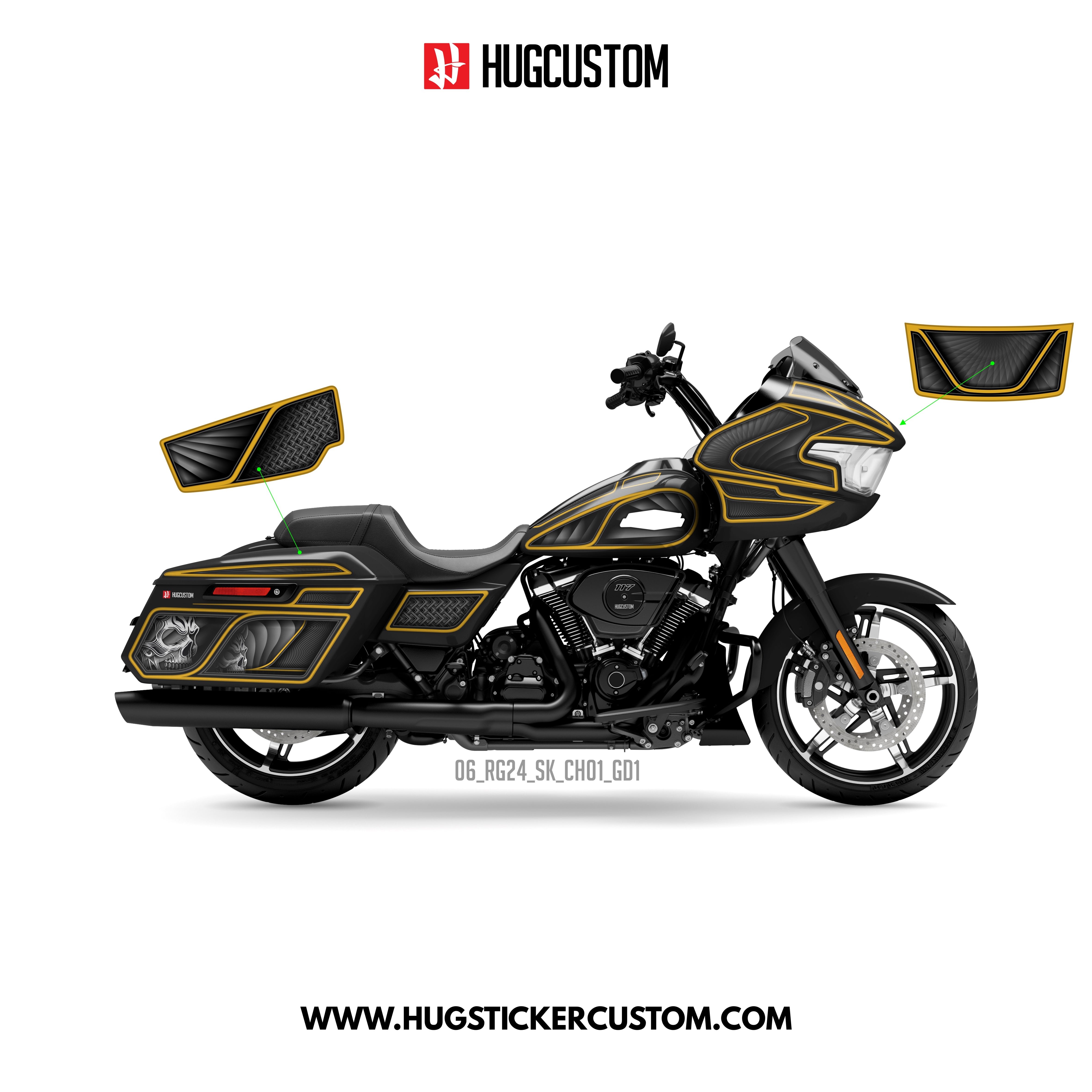 HUGCUSTOM Sticker Kit for Touring RG (FLTRX) (2024-2026) - 'Chicano Style' Design - HUGSTICKERCUSTOM 