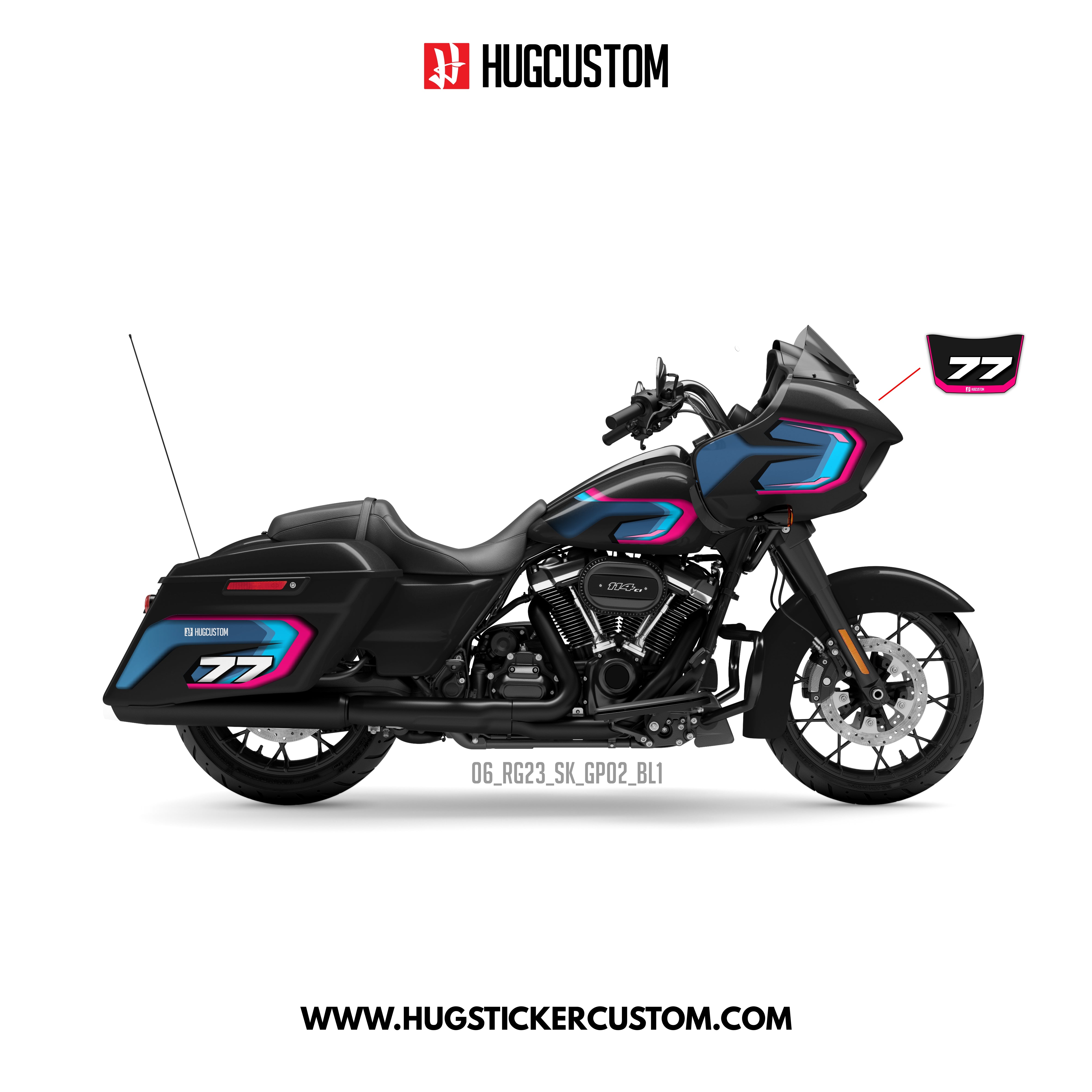 HUGCUSTOM Sticker Kit for Touring RG (FLTRXS/FLTRXST) (2015-2023) - 'Cyber Bolt' Design - HUGSTICKERCUSTOM 