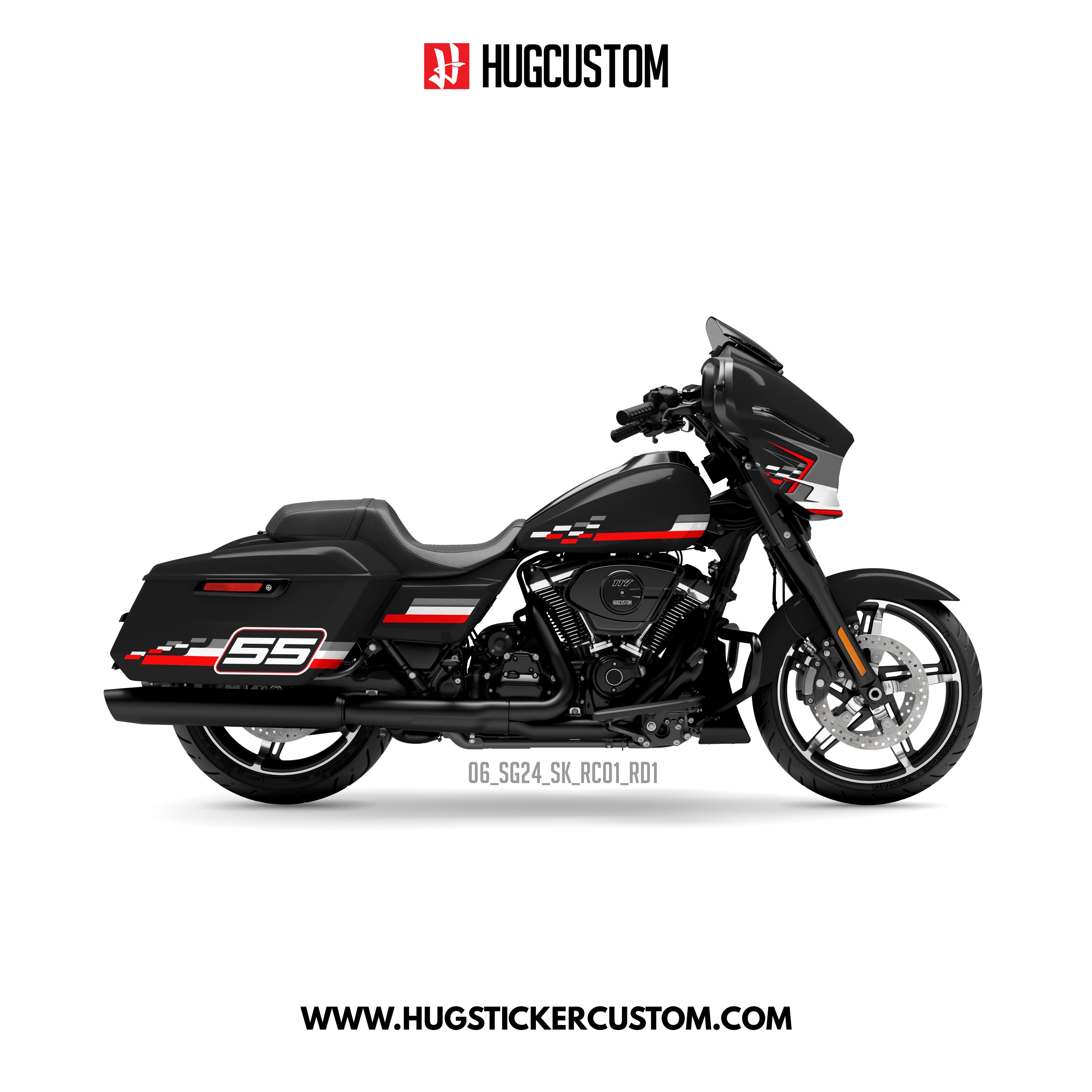HUGCUSTOM Sticker Kit for Touring SG (FLHX) 2024-2025 - 'High Speed' Design - HUGSTICKERCUSTOM 