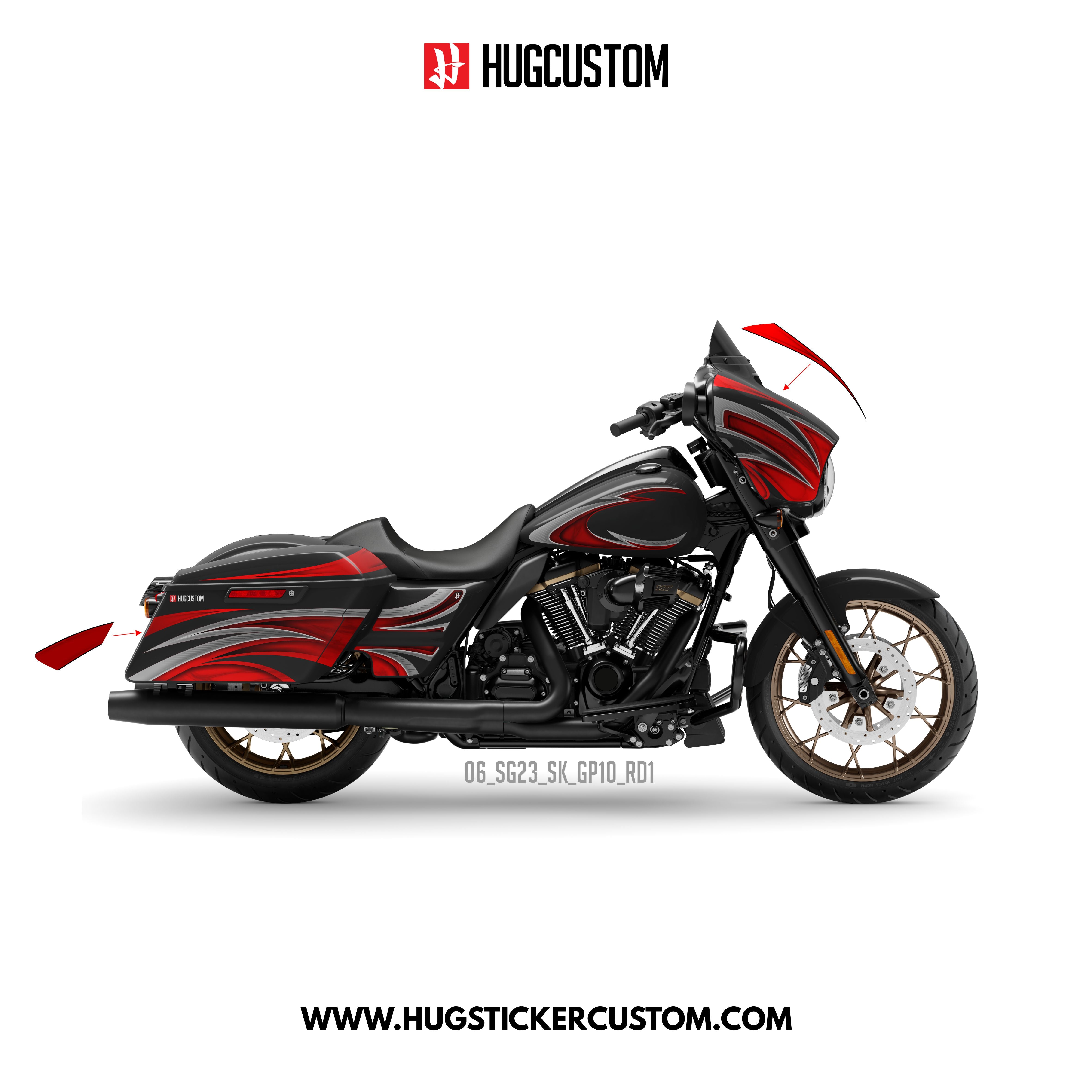 HUGCUSTOM Sticker Kit for Touring SG (FLHXS/FLHXST) (2015-2023) - 'Typhoon Slash' Design - HUGSTICKERCUSTOM 