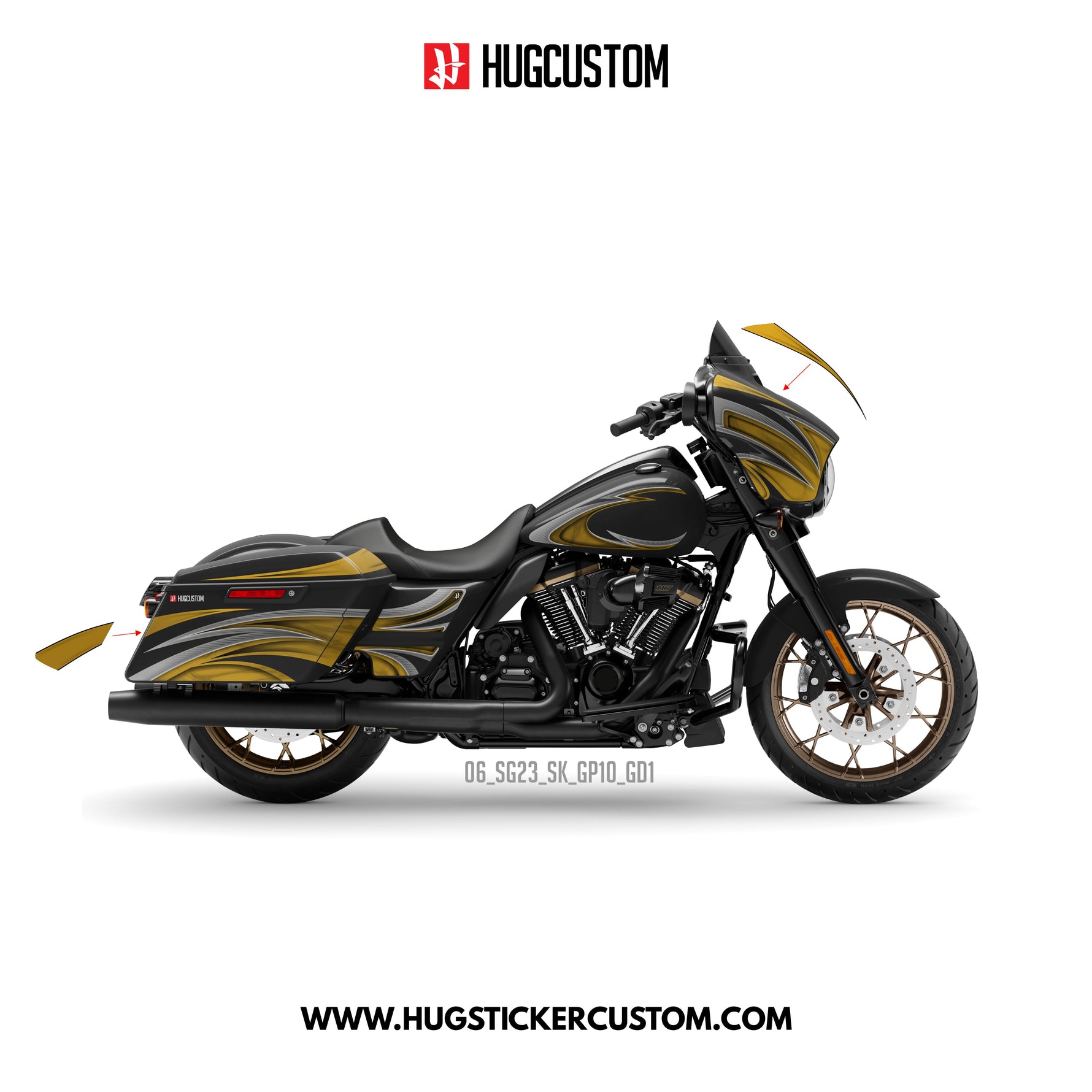HUGCUSTOM Sticker Kit for Touring SG (FLHXS/FLHXST) (2015-2023) - 'Typhoon Slash' Design - HUGSTICKERCUSTOM 