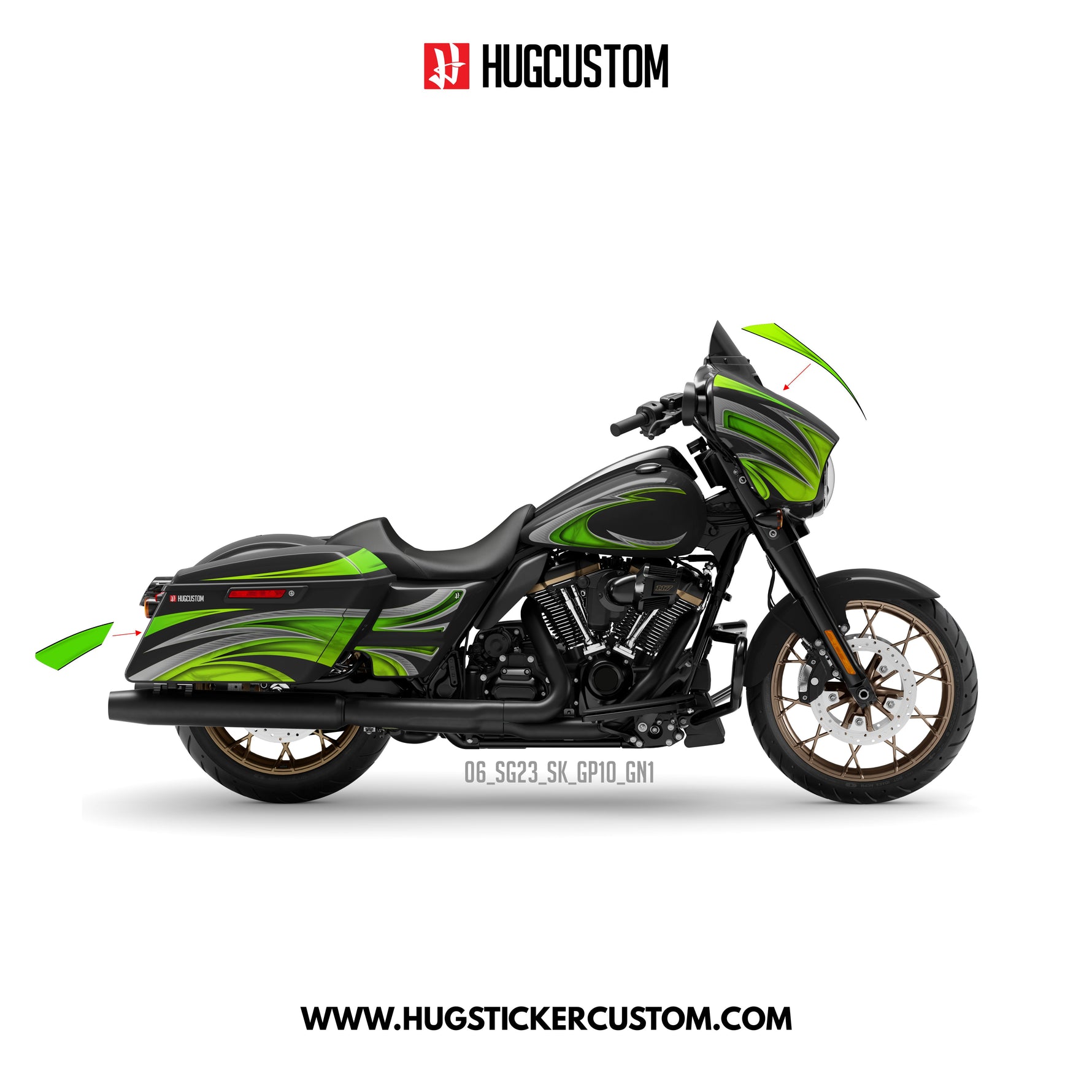 HUGCUSTOM Sticker Kit for Touring SG (FLHXS/FLHXST) (2015-2023) - 'Typhoon Slash' Design - HUGSTICKERCUSTOM 