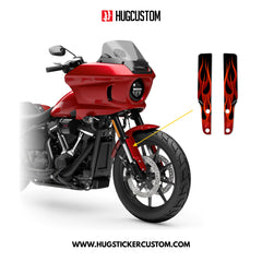 HUGSHIELD Front Fork Cover for Cruiser (FXLRST) 2015-2025 - 'Flame' Design - HUGSTICKERCUSTOM 