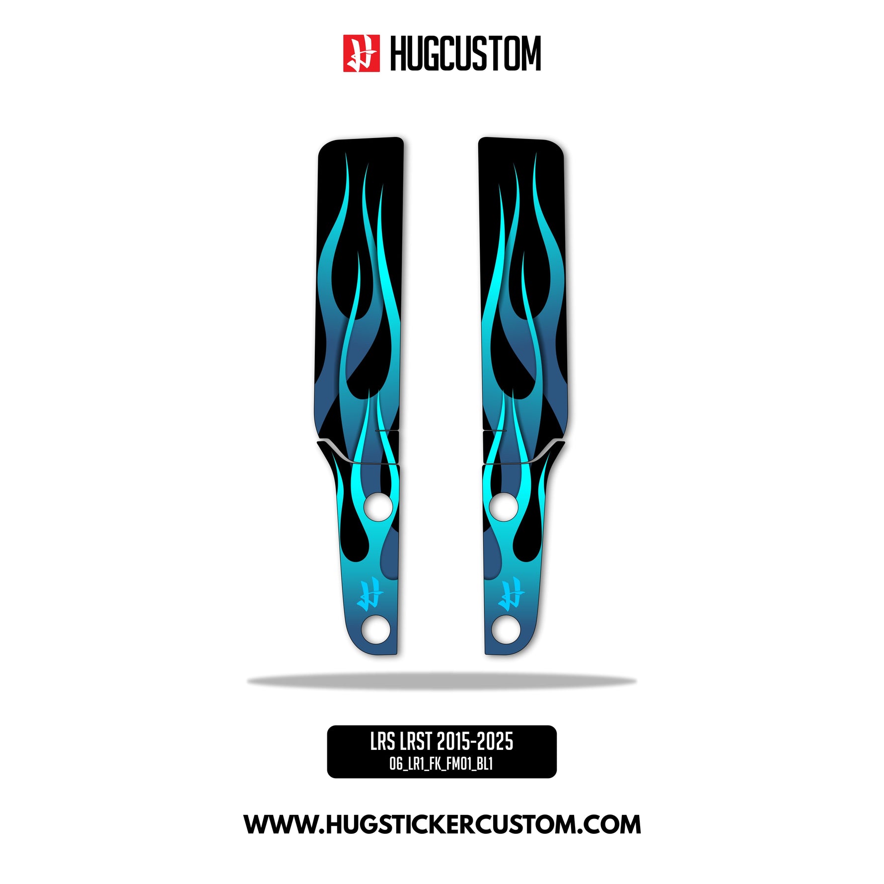 HUGSHIELD™ Front Fork Cover for Cruiser (FXLRST) 2015-2025 - 'Flame' Design - HUGSTICKERCUSTOM 
