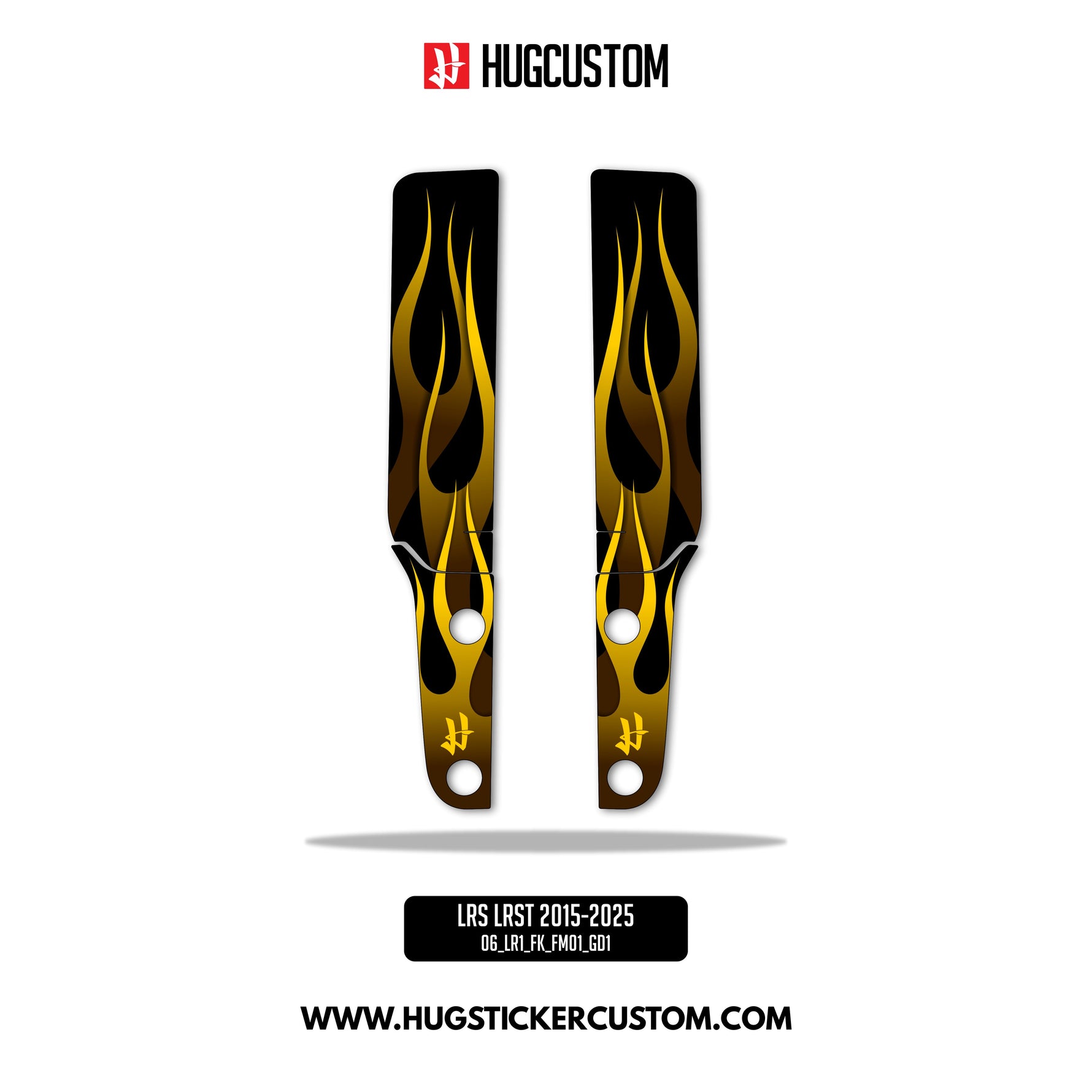 HUGSHIELD™ Front Fork Cover for Cruiser (FXLRST) 2015-2025 - 'Flame' Design - HUGSTICKERCUSTOM 