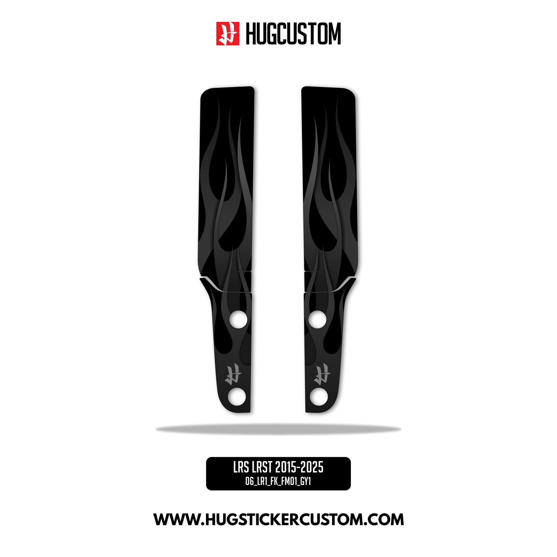 HUGSHIELD™ Front Fork Cover for Cruiser (FXLRST) 2015-2025 - 'Flame' Design - HUGSTICKERCUSTOM 