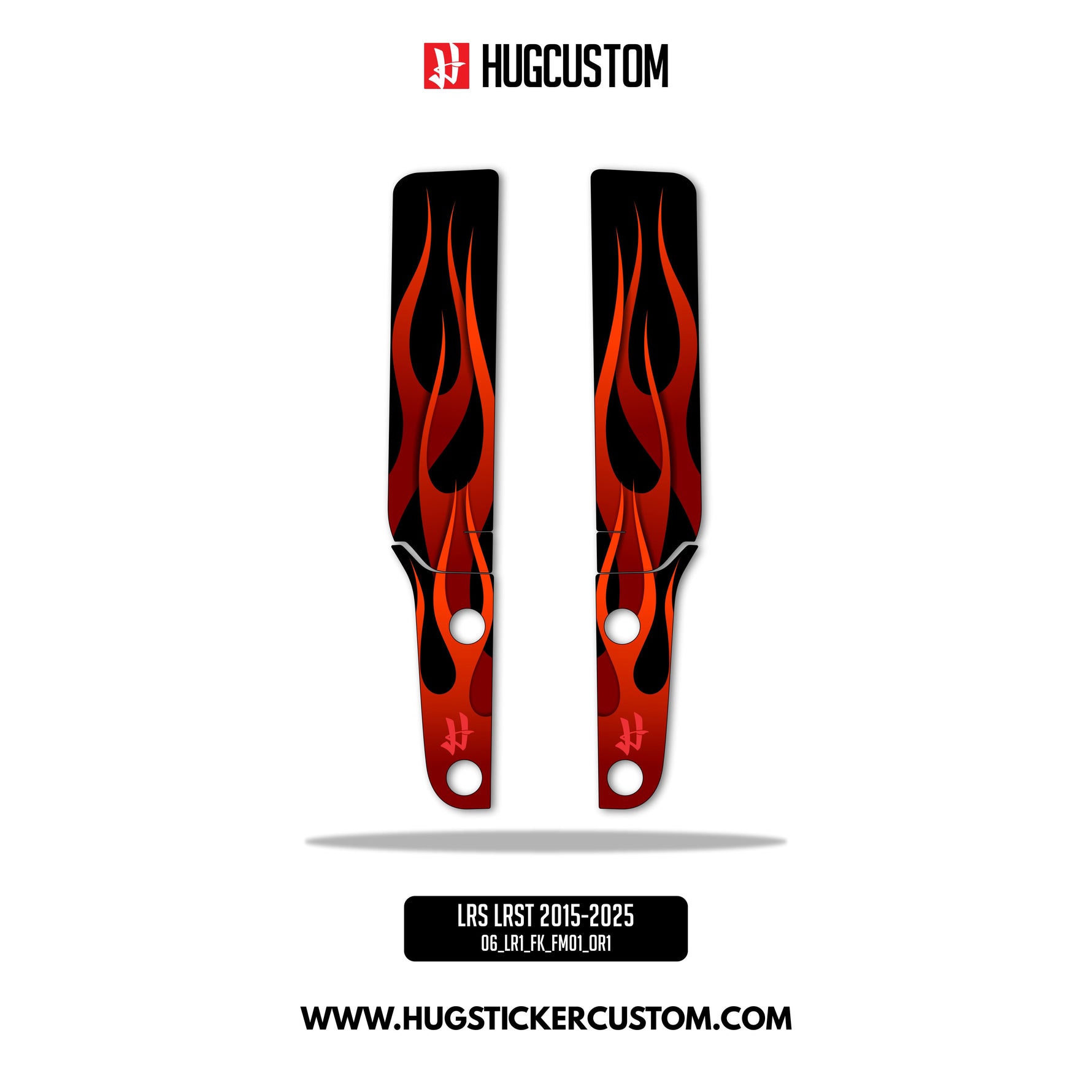 HUGSHIELD™ Front Fork Cover for Cruiser (FXLRST) 2015-2025 - 'Flame' Design - HUGSTICKERCUSTOM 