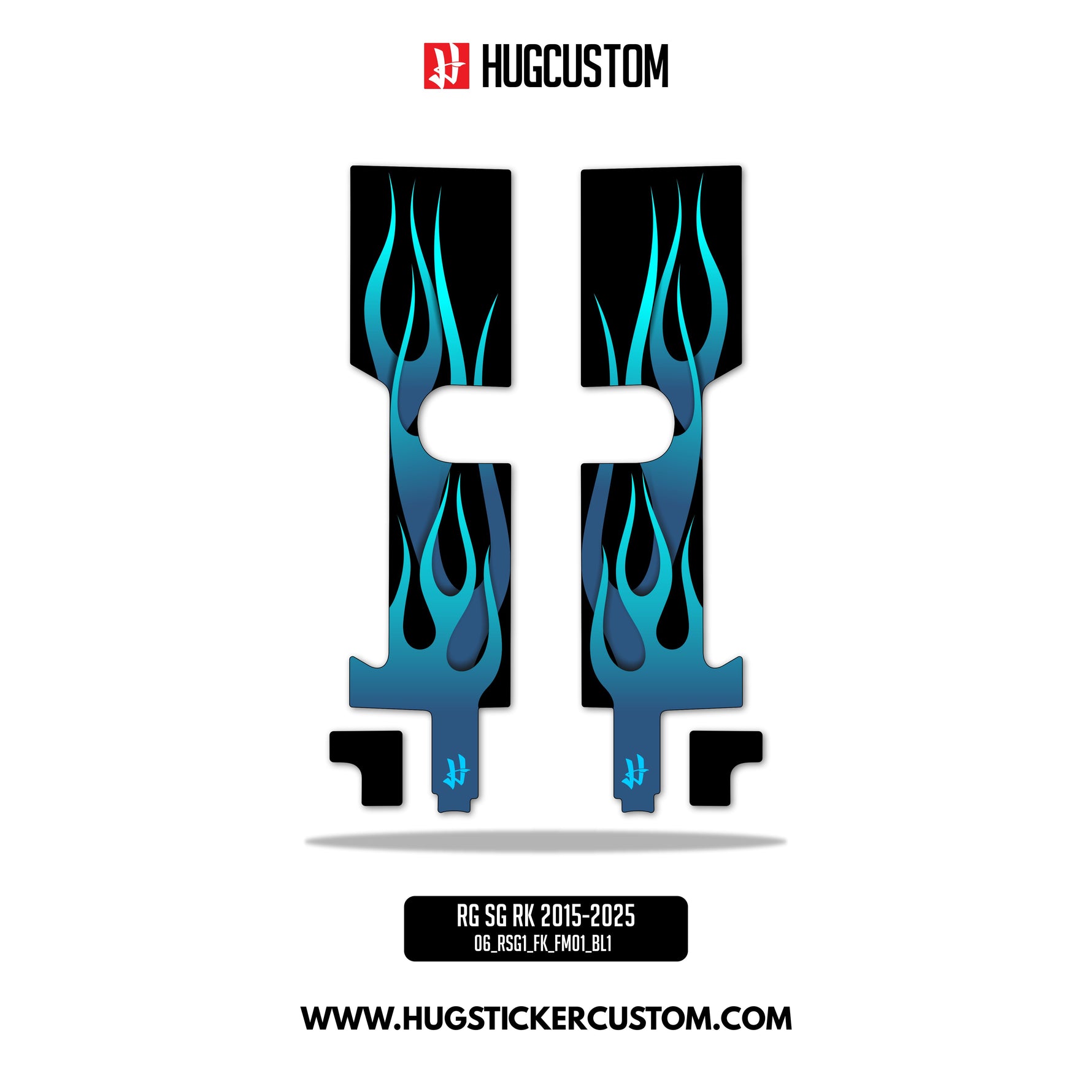 HUGSHIELD™ Front Fork Cover for Touring RG (FLTRXST) 2015-2025 - 'Flame' Design - HUGSTICKERCUSTOM 