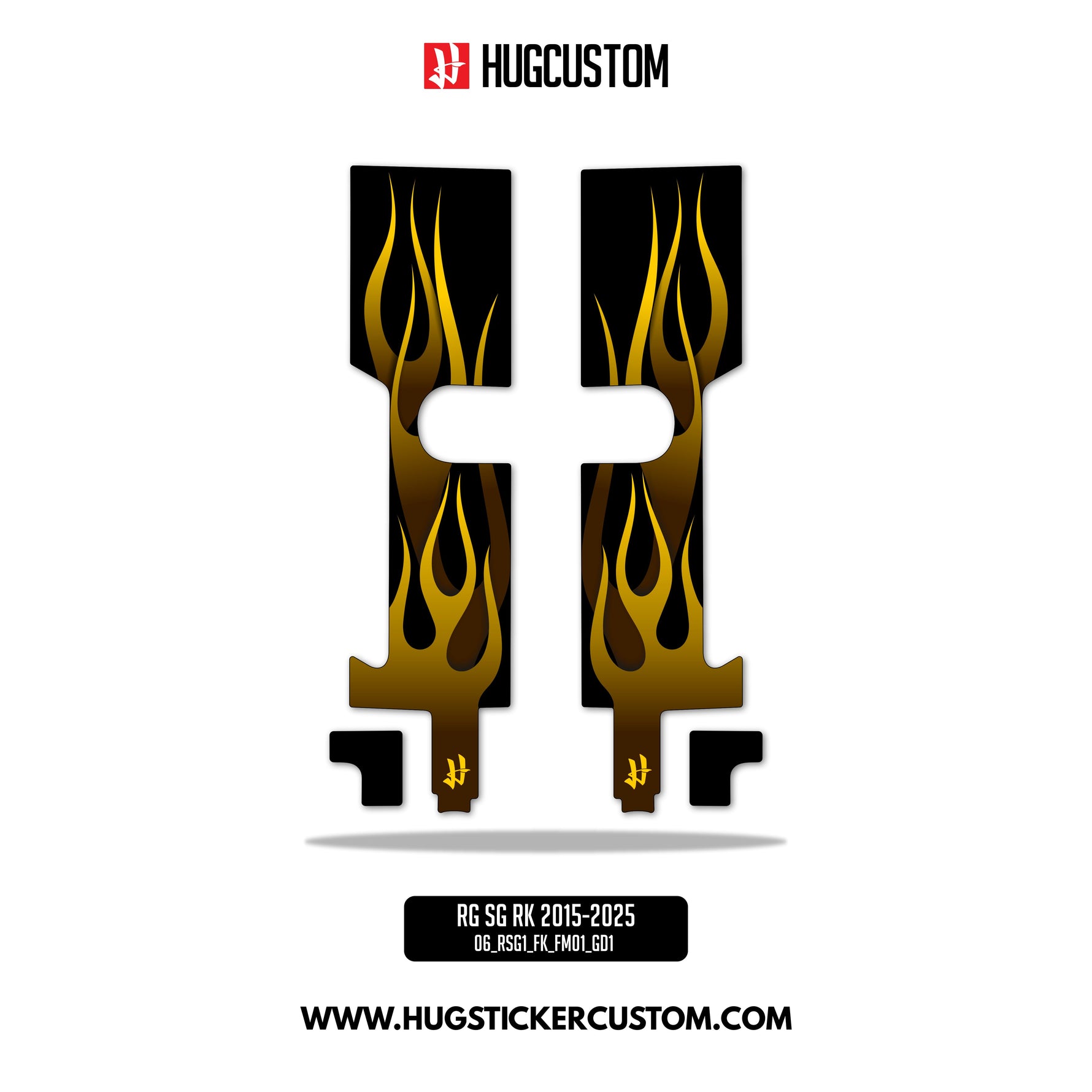 HUGSHIELD™ Front Fork Cover for Touring RG (FLTRXST) 2015-2025 - 'Flame' Design - HUGSTICKERCUSTOM 