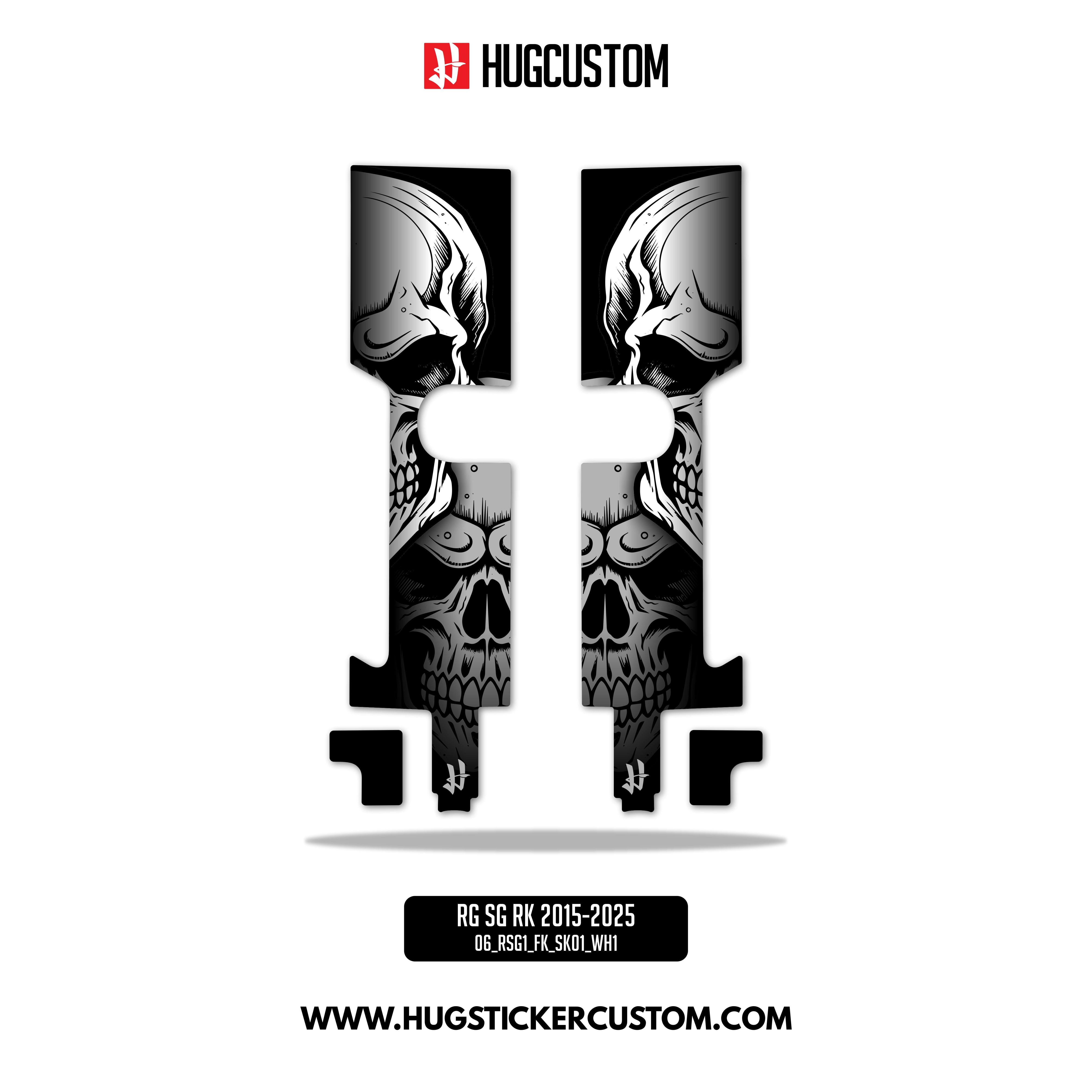 HUGSHIELD Front Fork Cover for Touring RG (FLTRXST) 2015-2025 - 'Skull' Design - HUGSTICKERCUSTOM 